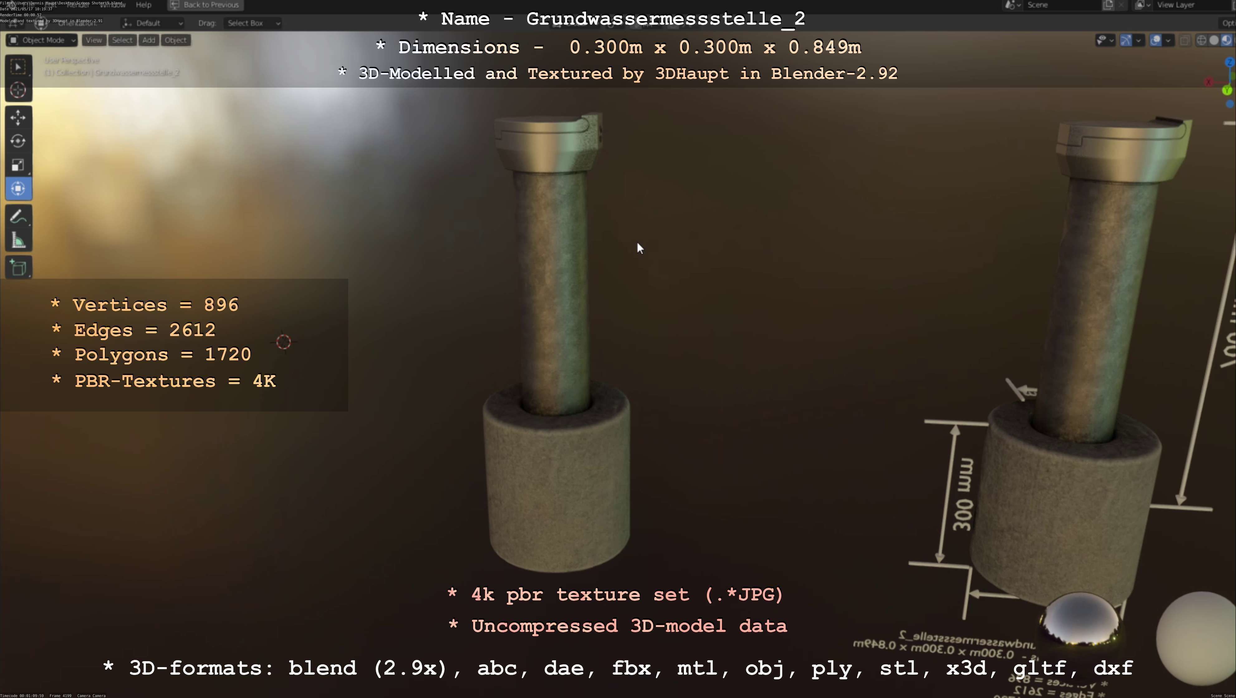 Groundwater monitoring well 2 version 2  Low-poly 3D model_108