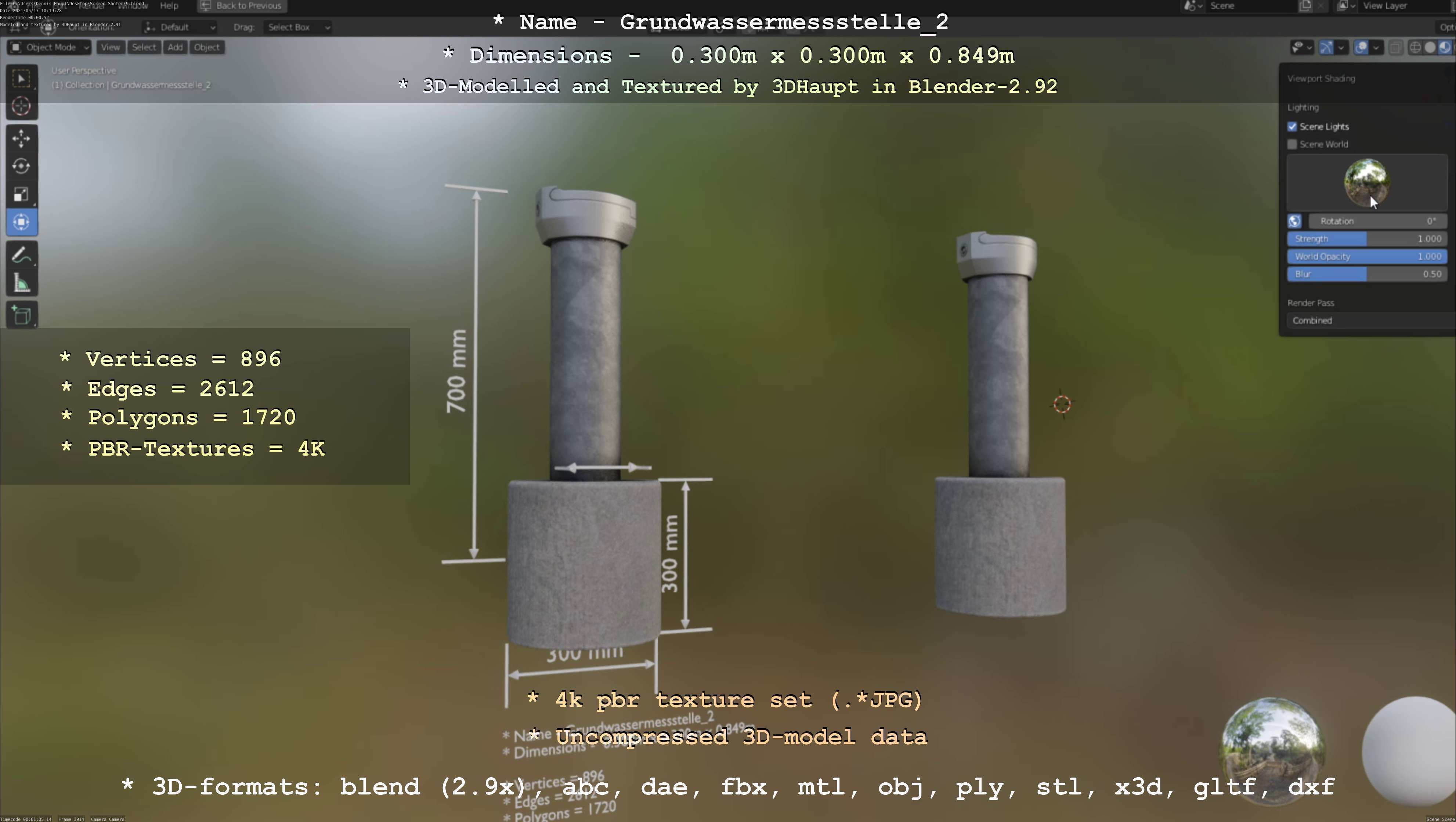 Groundwater monitoring well 2 version 2  Low-poly 3D model_102