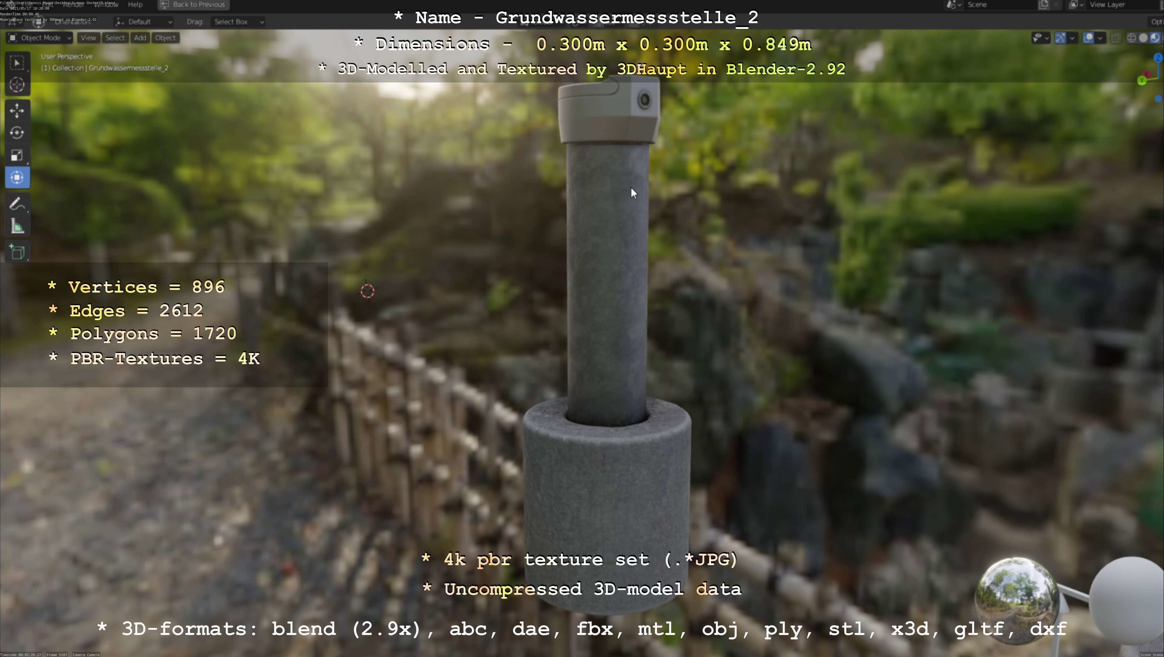 Groundwater monitoring well 2 version 2  Low-poly 3D model_135