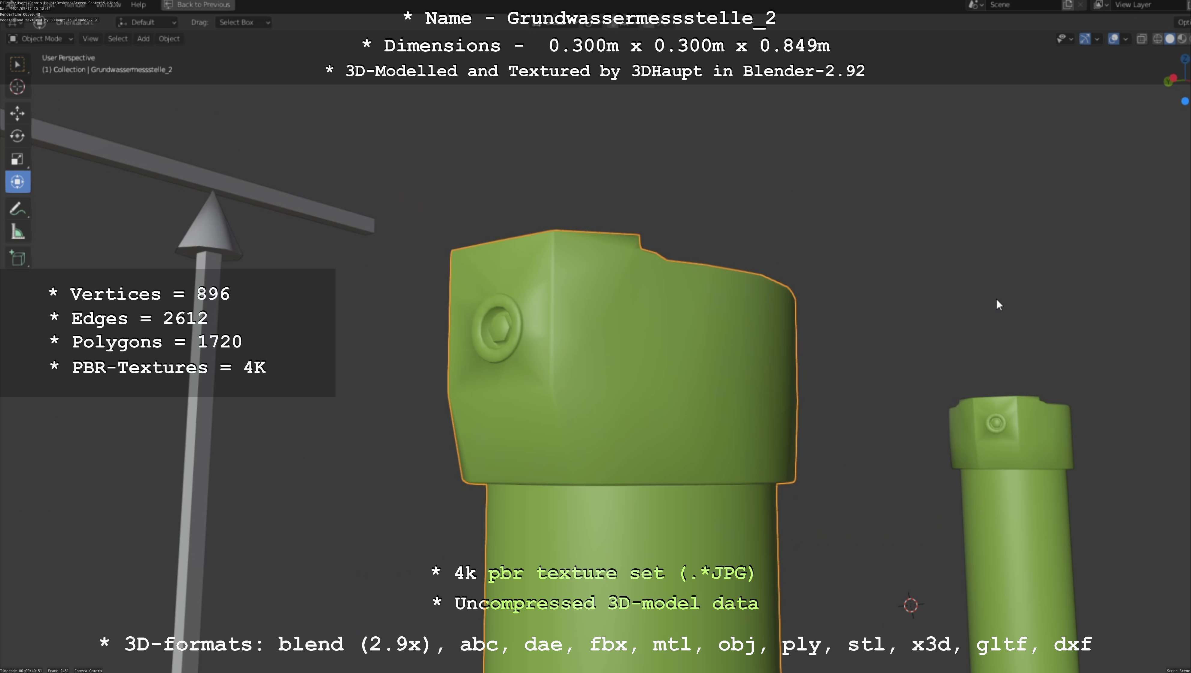 Groundwater monitoring well 2 version 2  Low-poly 3D model_68