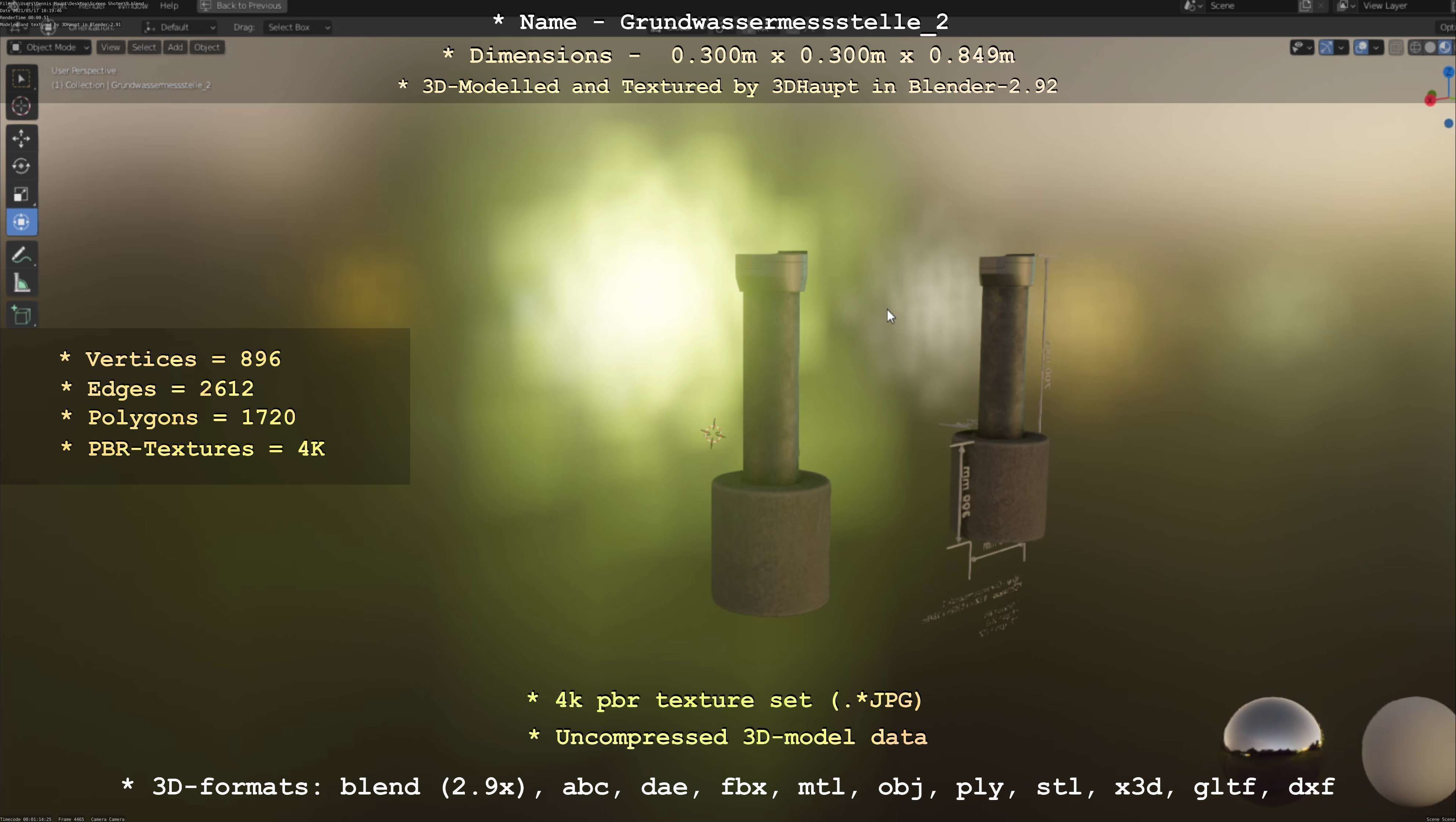 Groundwater monitoring well 2 version 2  Low-poly 3D model_132