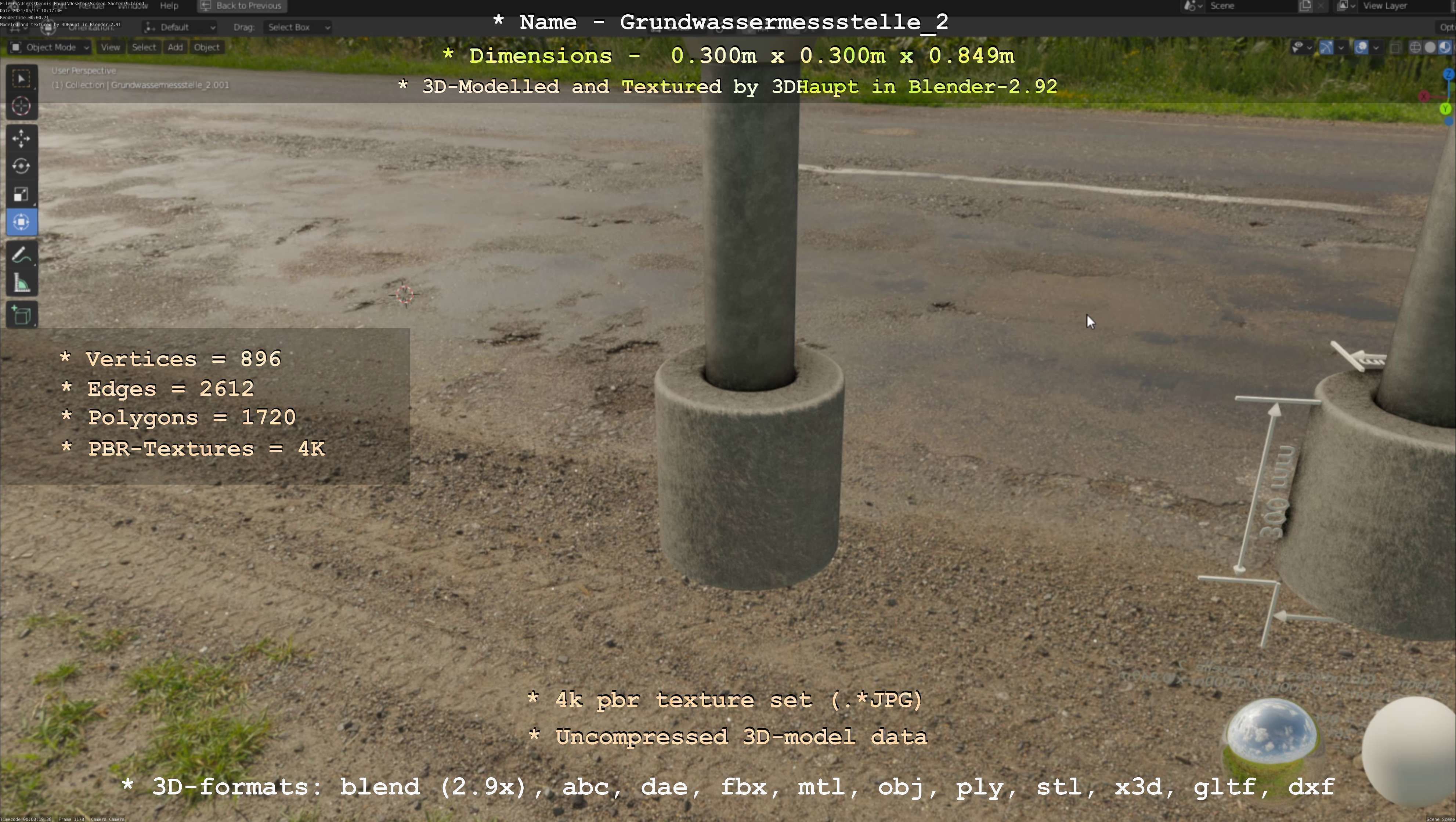 Groundwater monitoring well 2 version 2  Low-poly 3D model_41