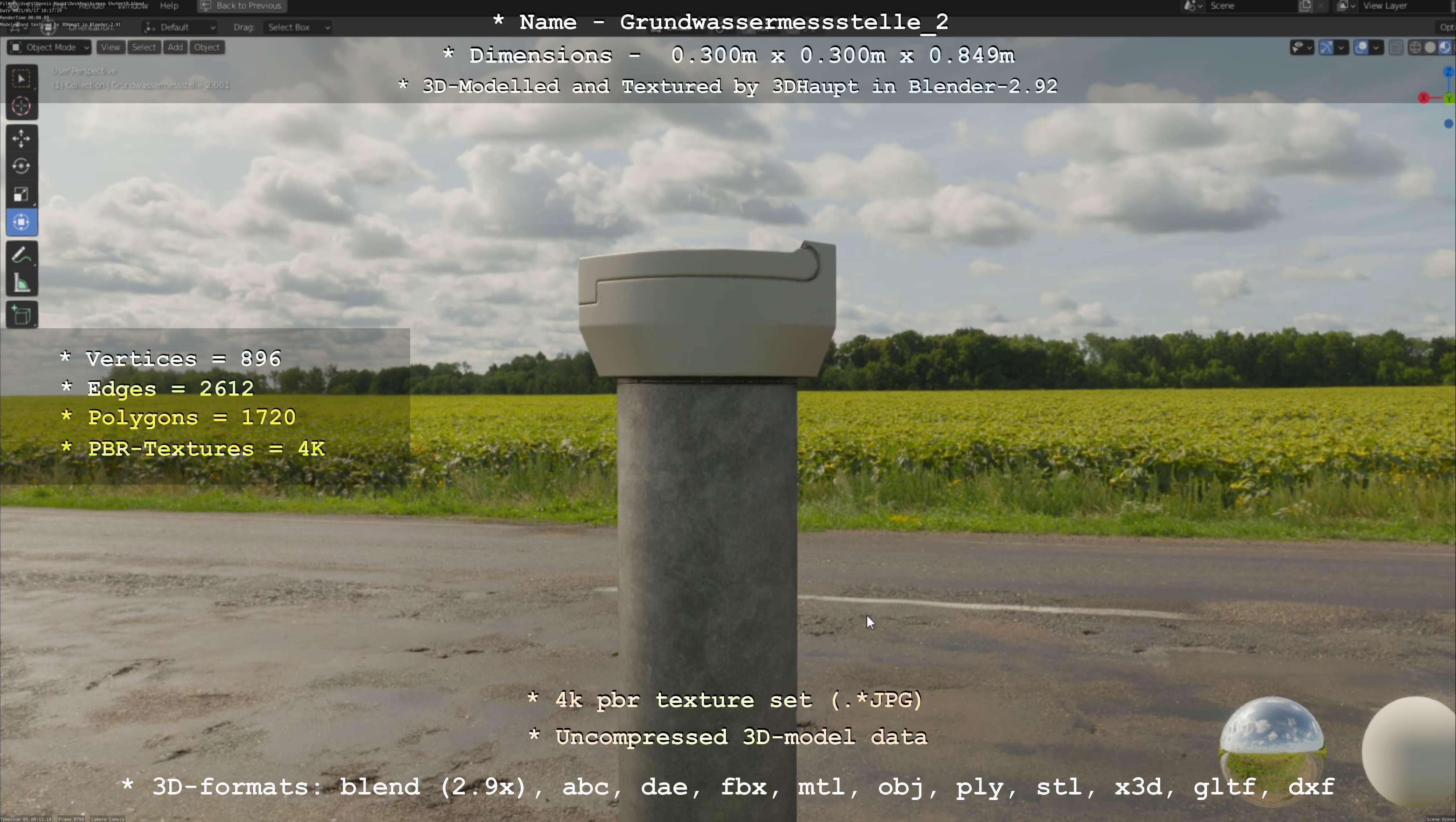 Groundwater monitoring well 2 version 2  Low-poly 3D model_78