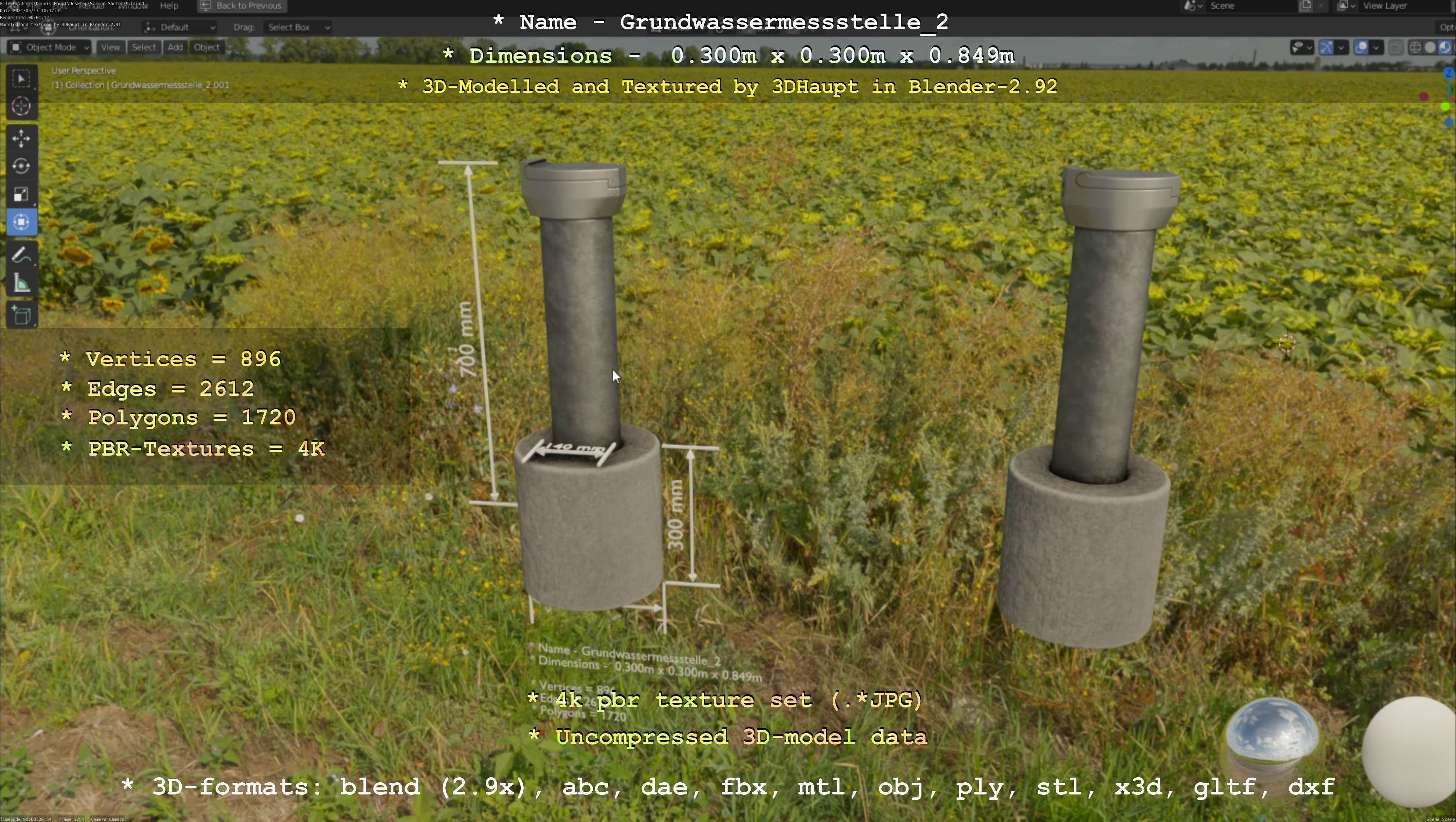 Groundwater monitoring well 2 version 2  Low-poly 3D model_47