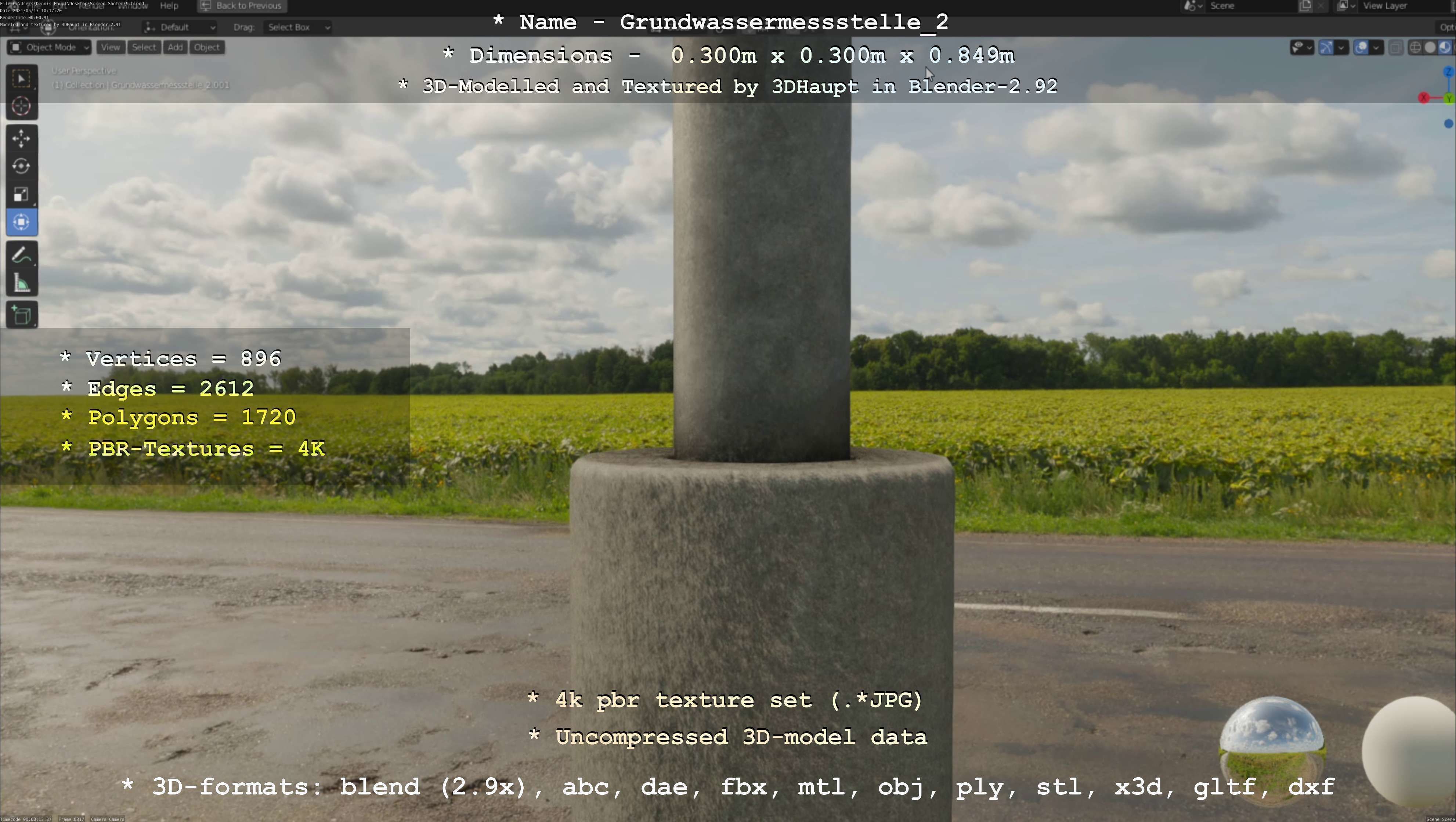 Groundwater monitoring well 2 version 2  Low-poly 3D model_80