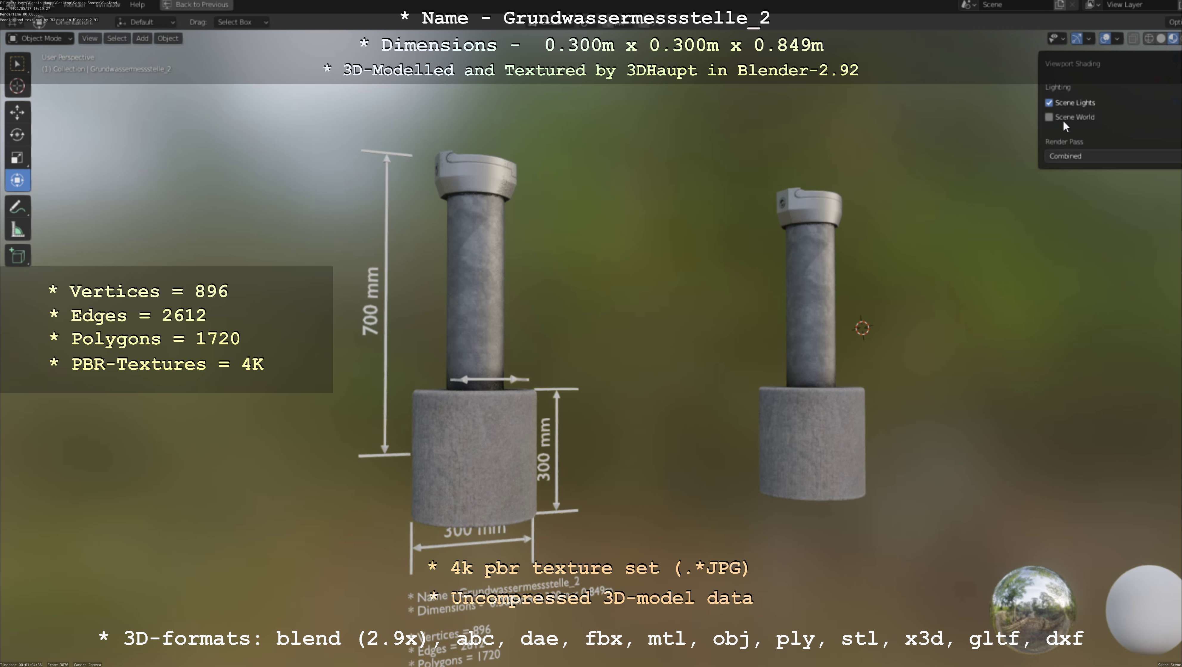 Groundwater monitoring well 2 version 2  Low-poly 3D model_114