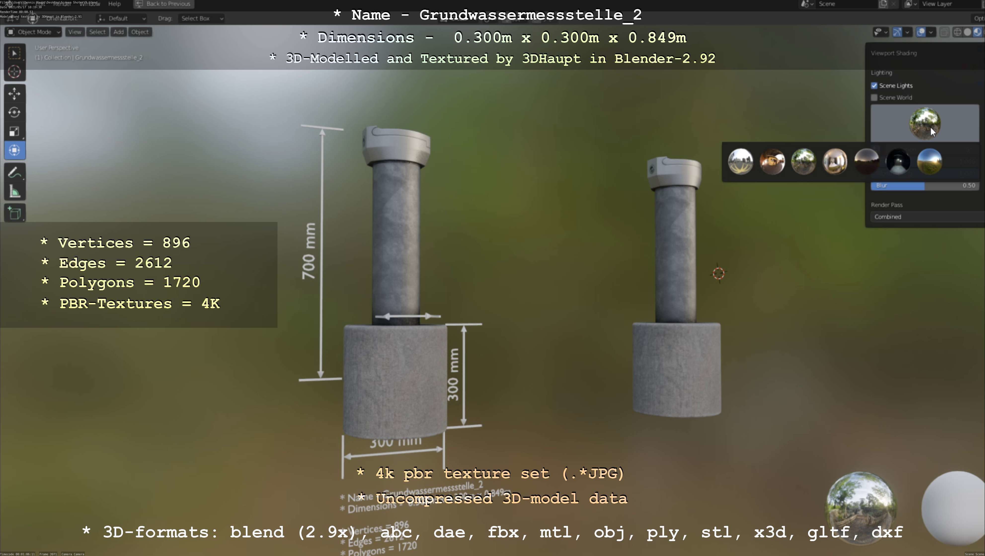 Groundwater monitoring well 2 version 2  Low-poly 3D model_118