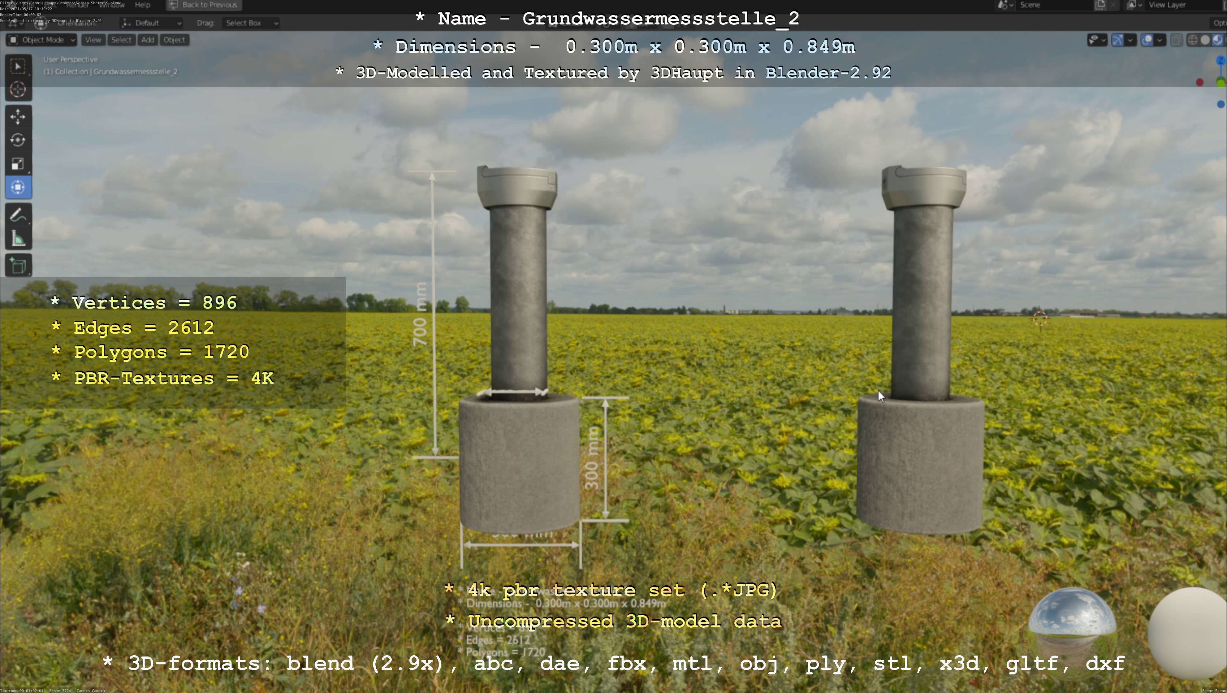 Groundwater monitoring well 2 version 2  Low-poly 3D model_32