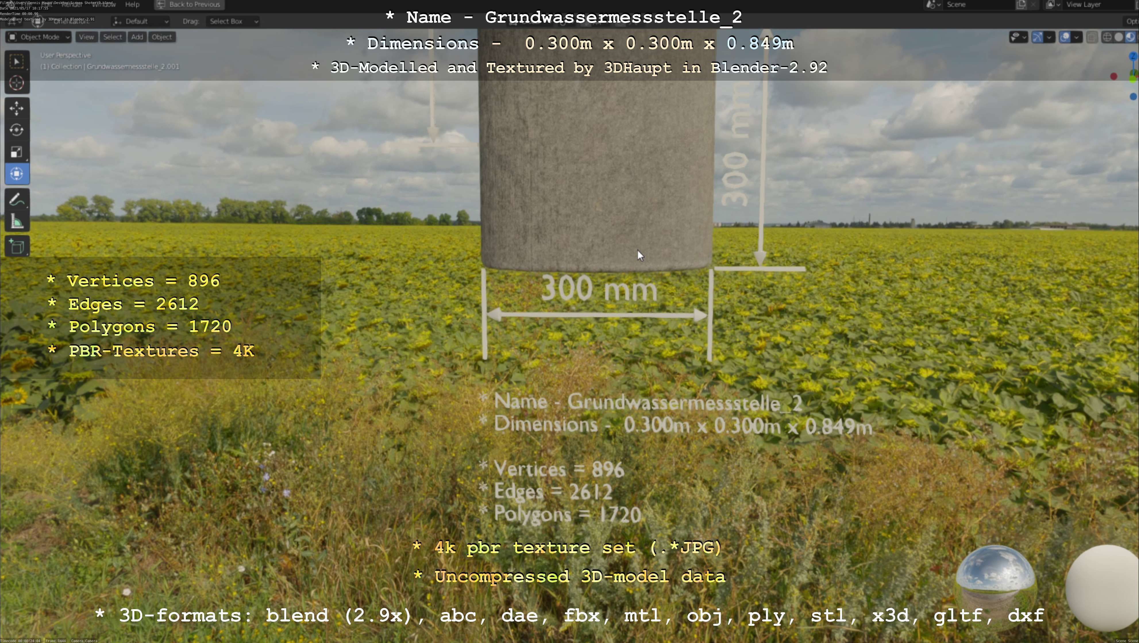 Groundwater monitoring well 2 version 2  Low-poly 3D model_44