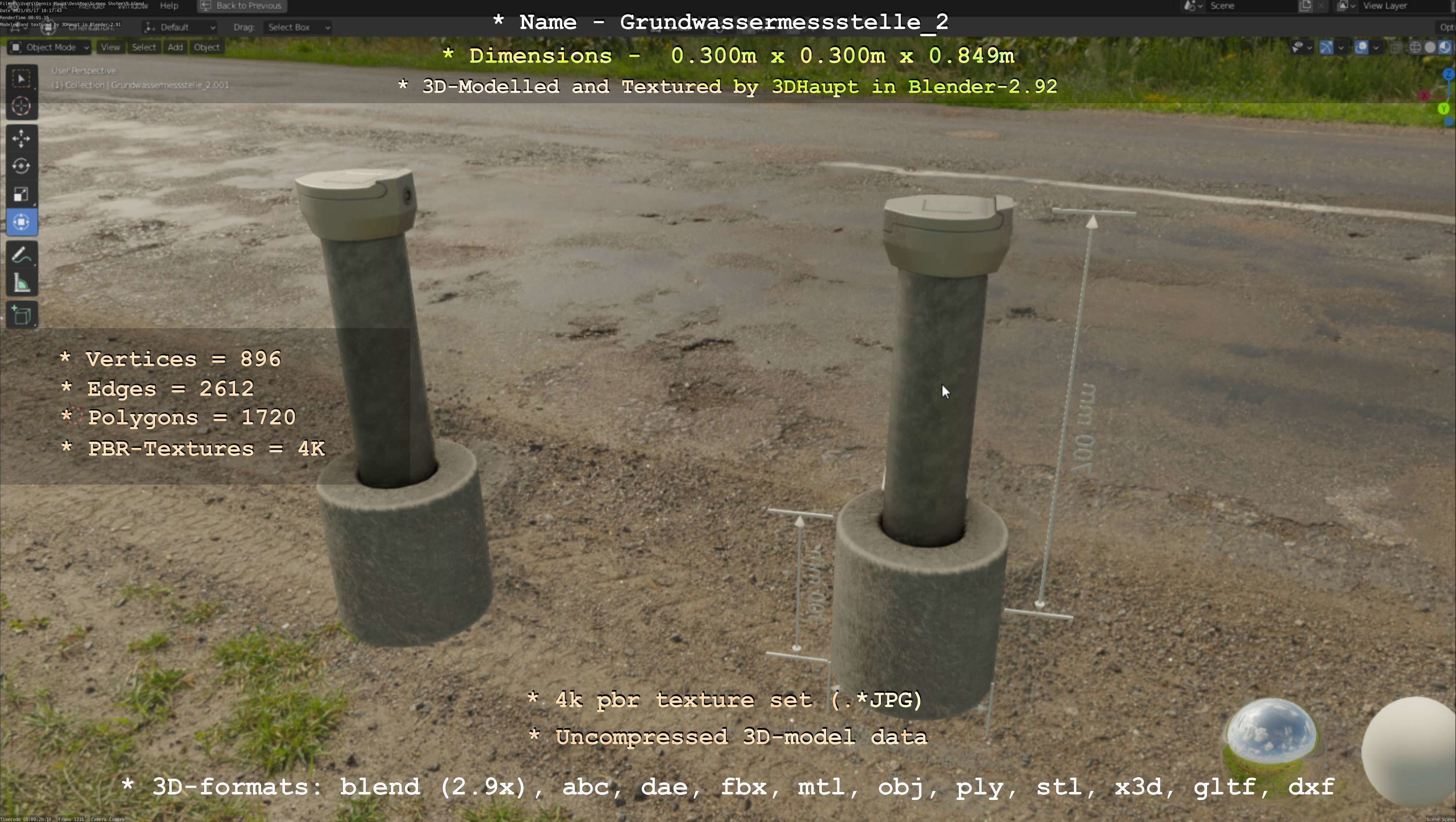 Groundwater monitoring well 2 version 2  Low-poly 3D model_54