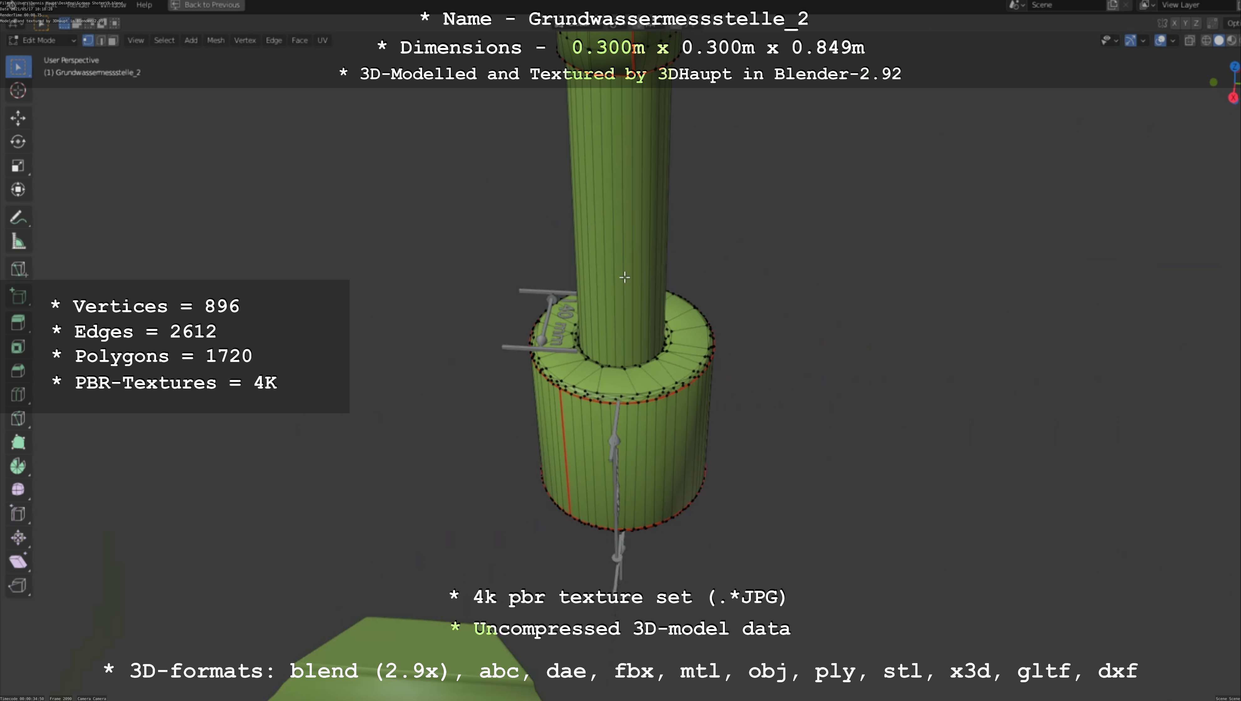 Groundwater monitoring well 2 version 2  Low-poly 3D model_56