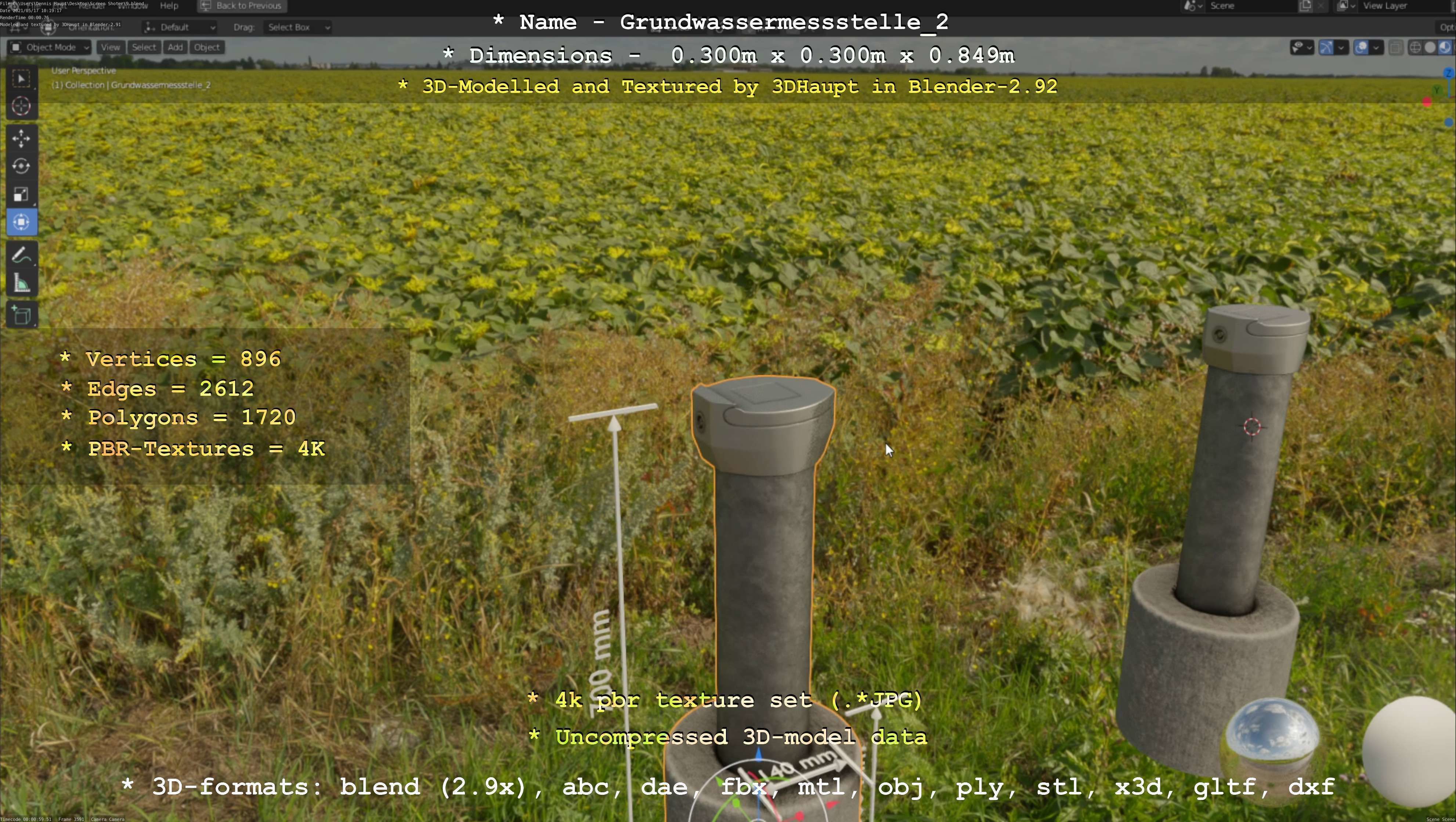 Groundwater monitoring well 2 version 2  Low-poly 3D model_101