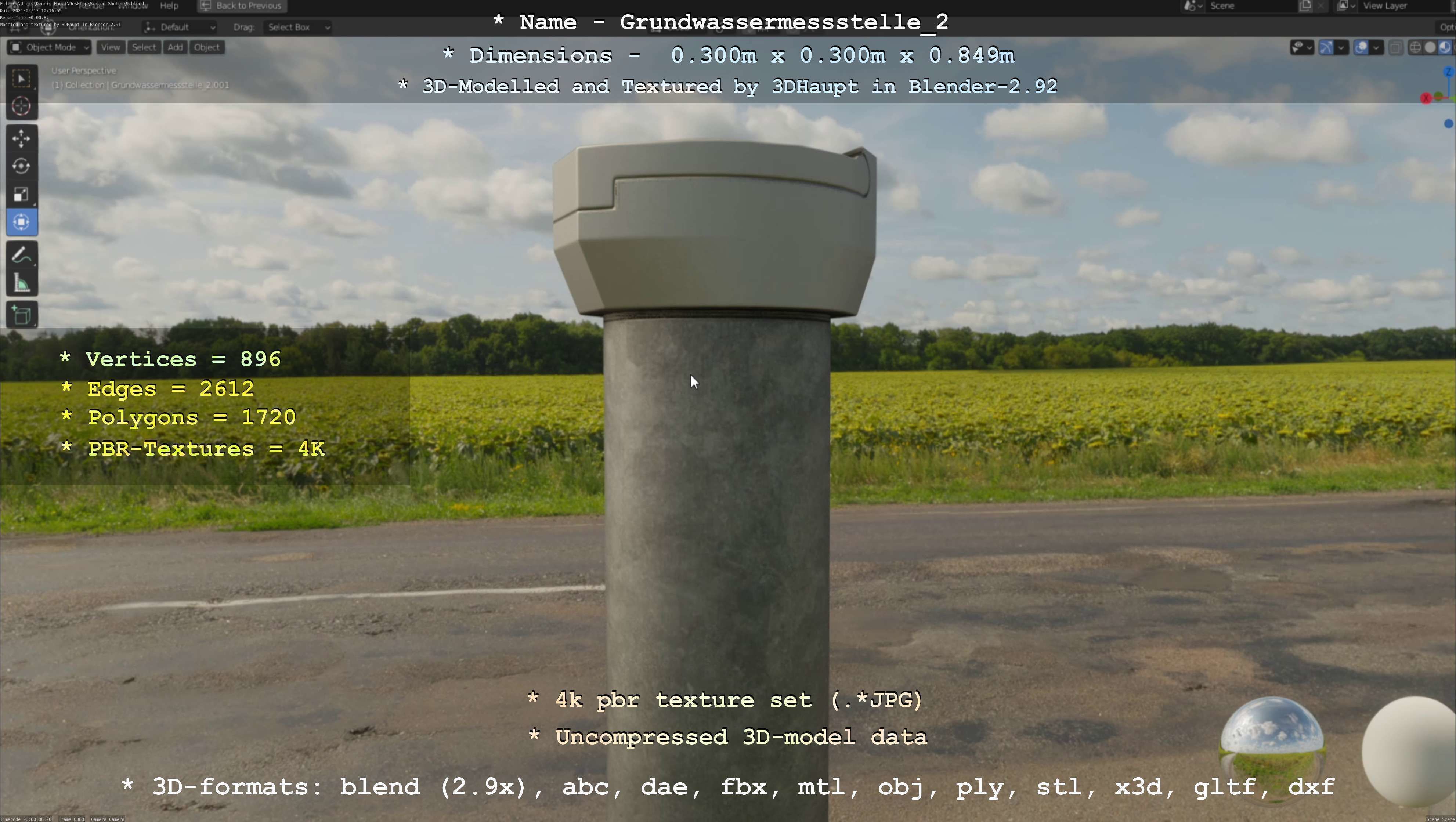 Groundwater monitoring well 2 version 2  Low-poly 3D model_131