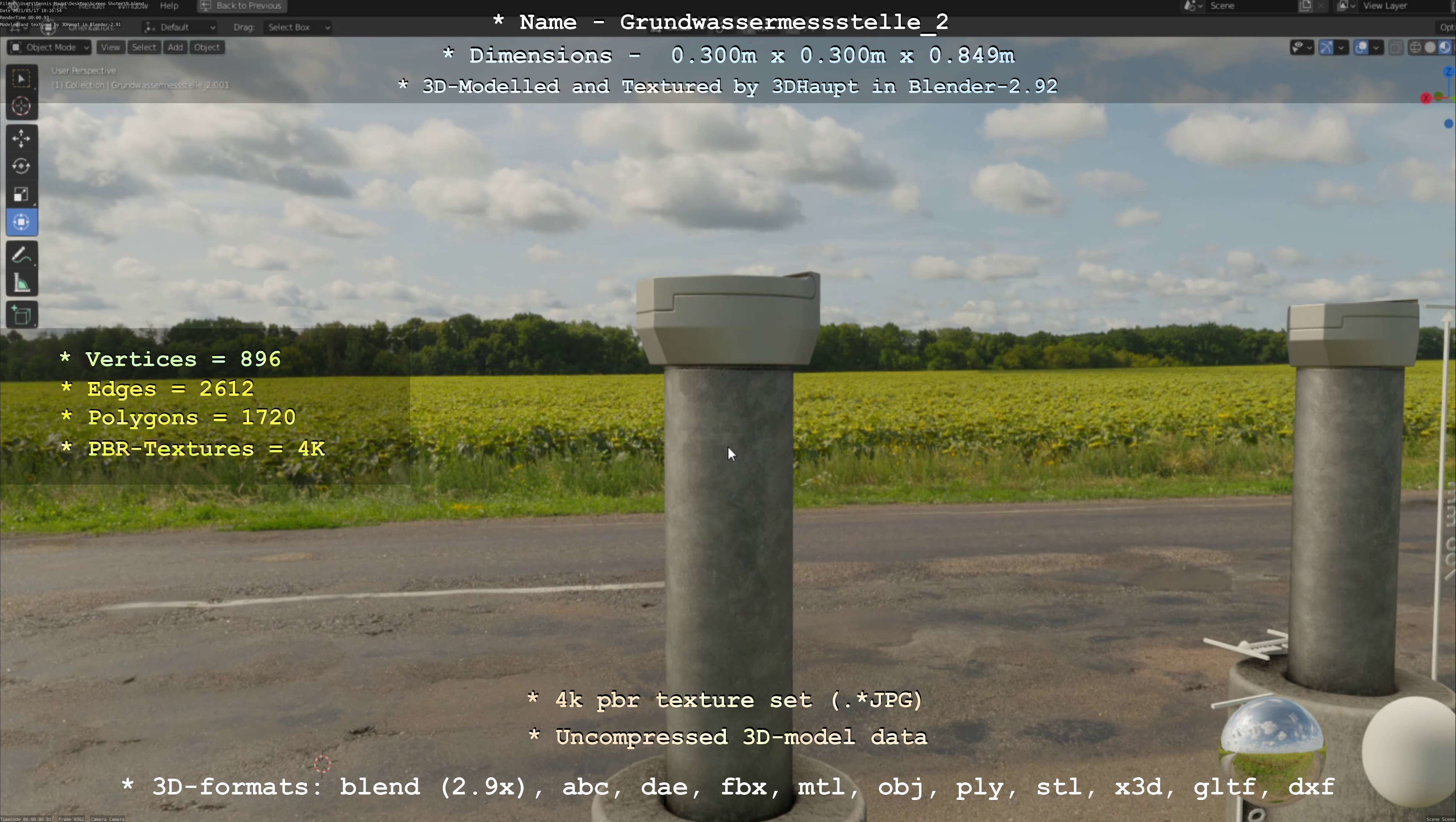 Groundwater monitoring well 2 version 2  Low-poly 3D model_65