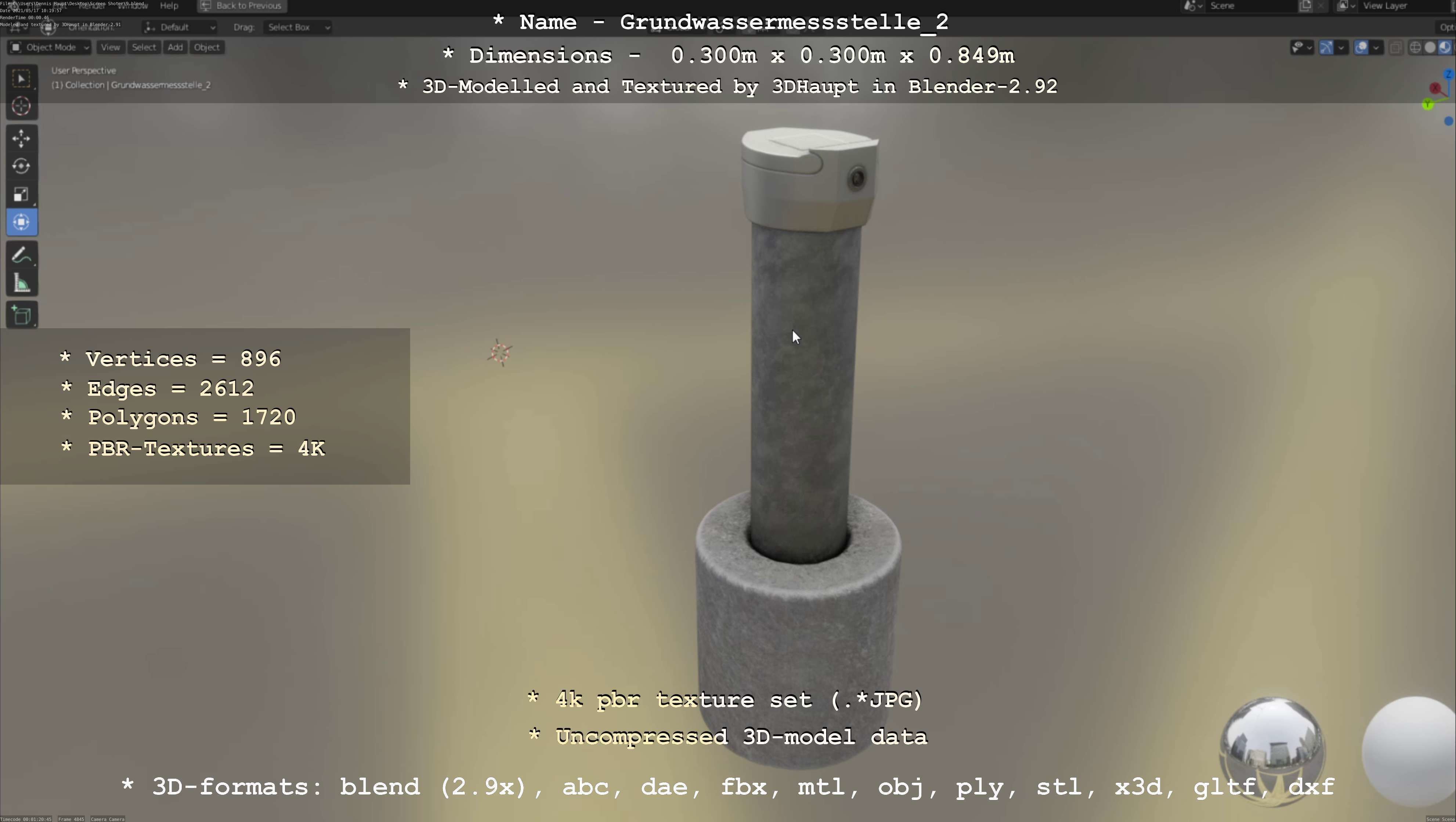 Groundwater monitoring well 2 version 2  Low-poly 3D model_119