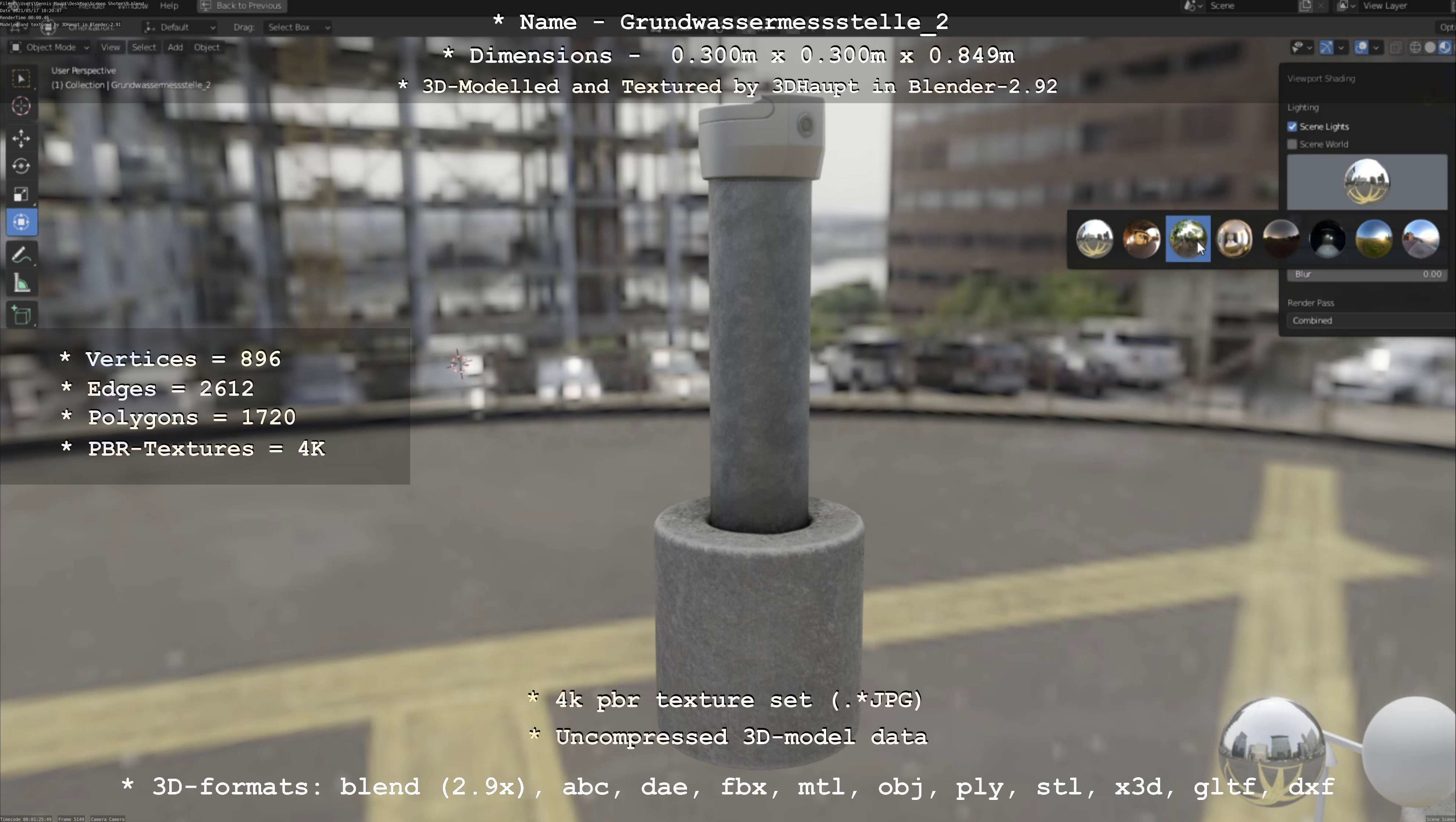 Groundwater monitoring well 2 version 2  Low-poly 3D model_123