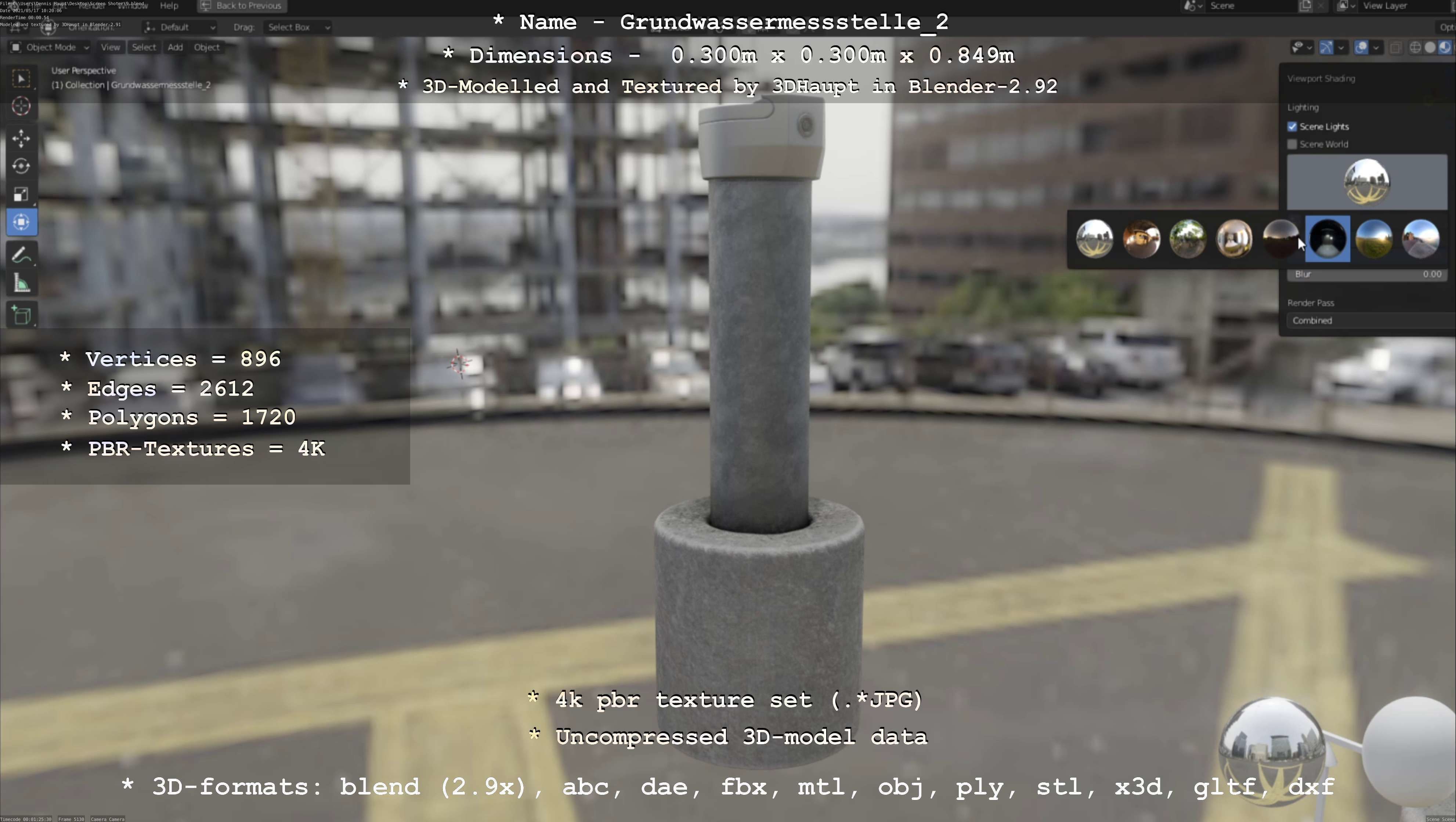 Groundwater monitoring well 2 version 2  Low-poly 3D model_134