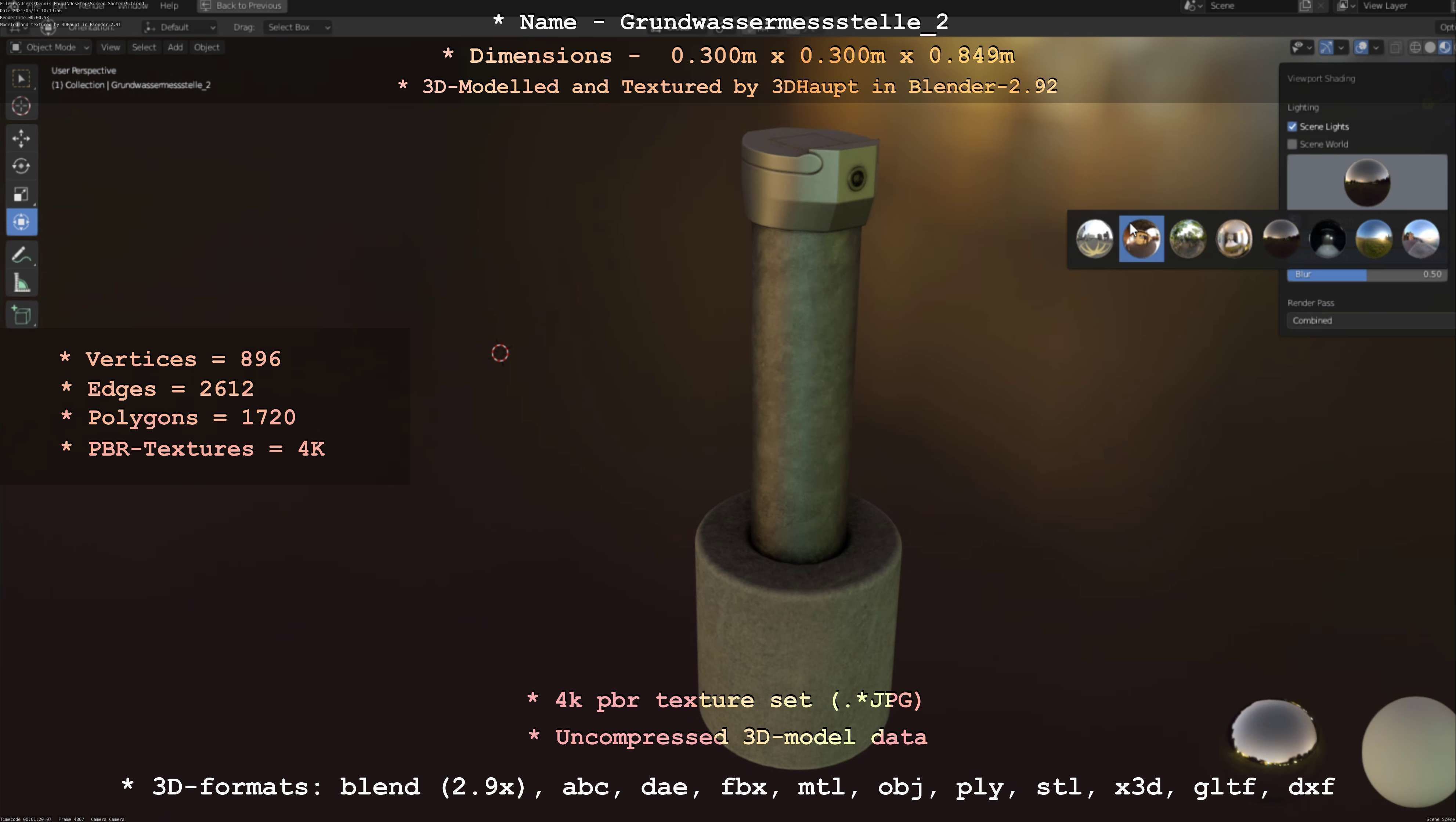 Groundwater monitoring well 2 version 2  Low-poly 3D model_117