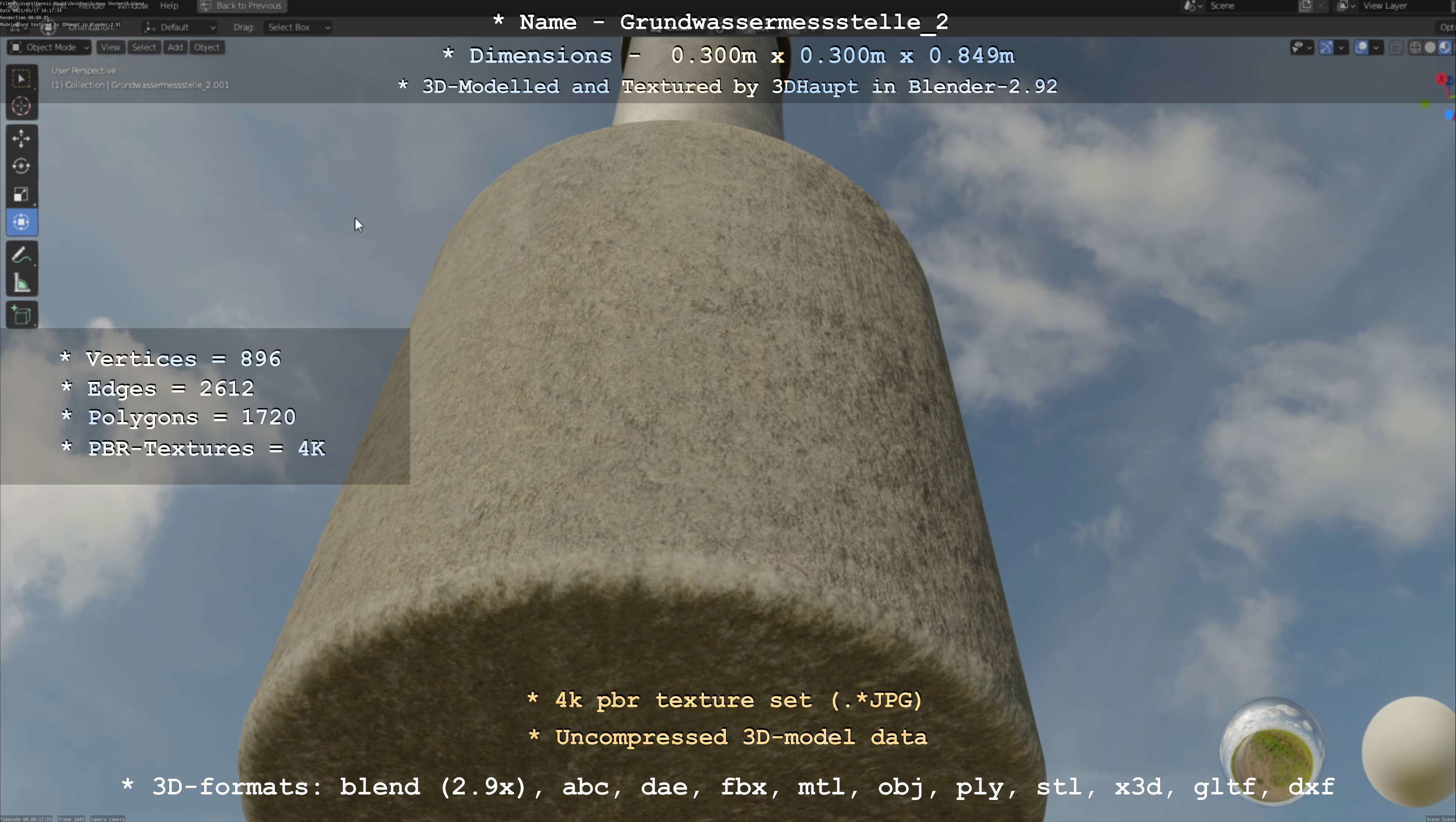 Groundwater monitoring well 2 version 2  Low-poly 3D model_18