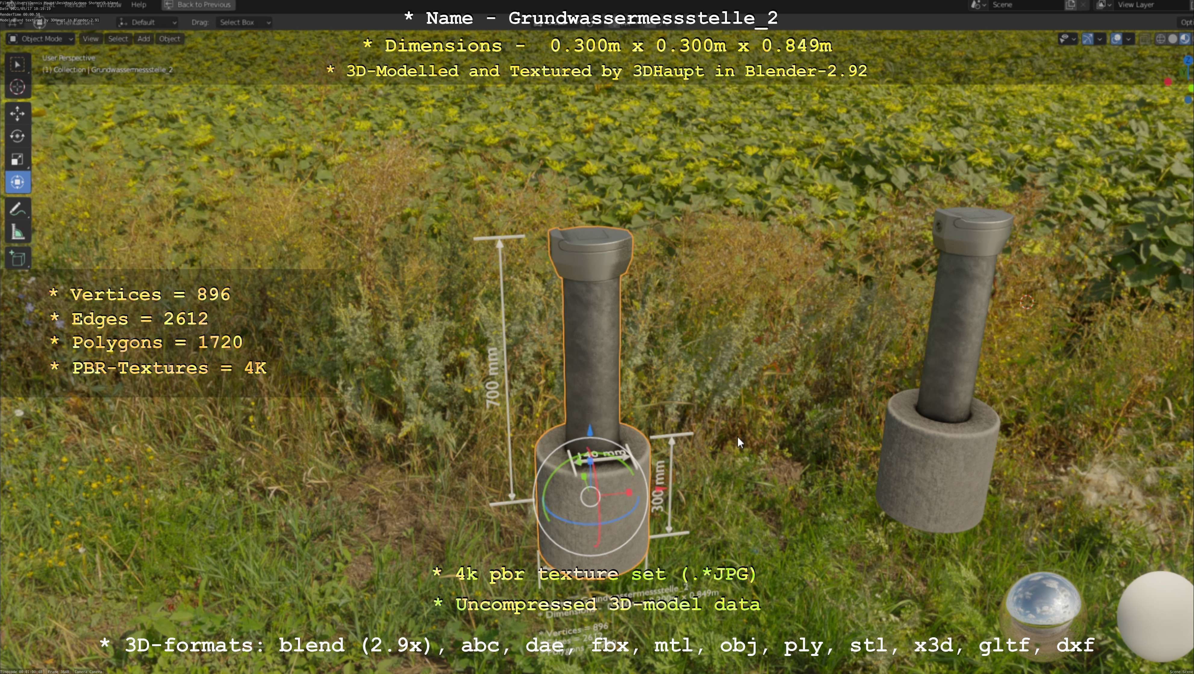 Groundwater monitoring well 2 version 2  Low-poly 3D model_98