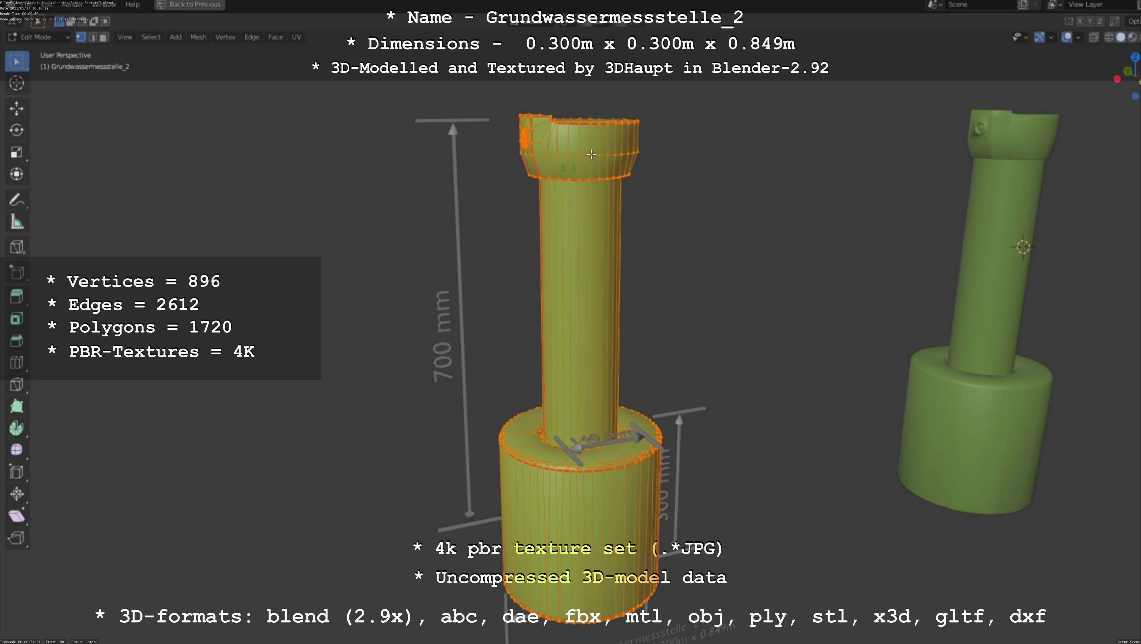 Groundwater monitoring well 2 version 2  Low-poly 3D model_4