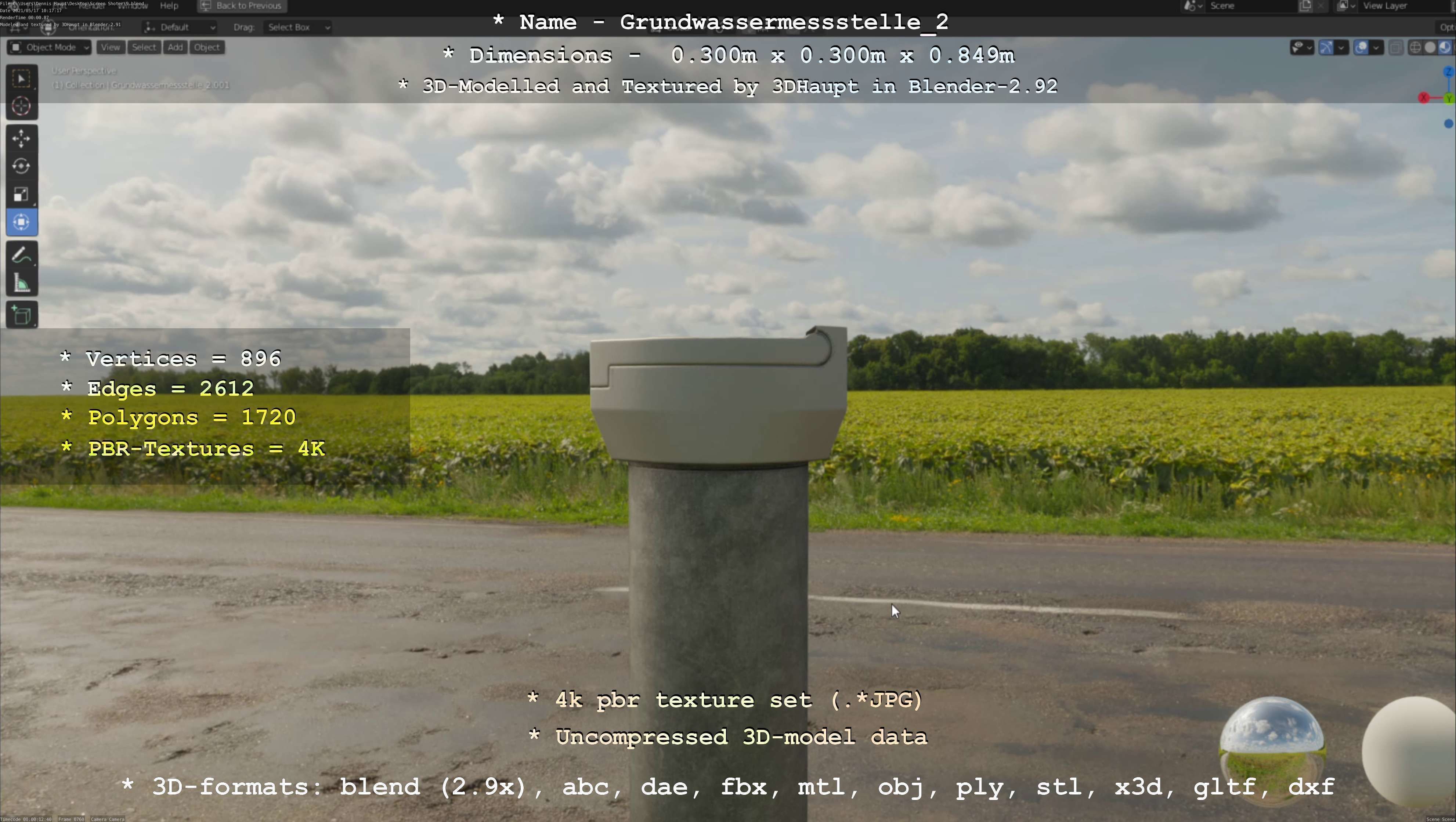 Groundwater monitoring well 2 version 2  Low-poly 3D model_73