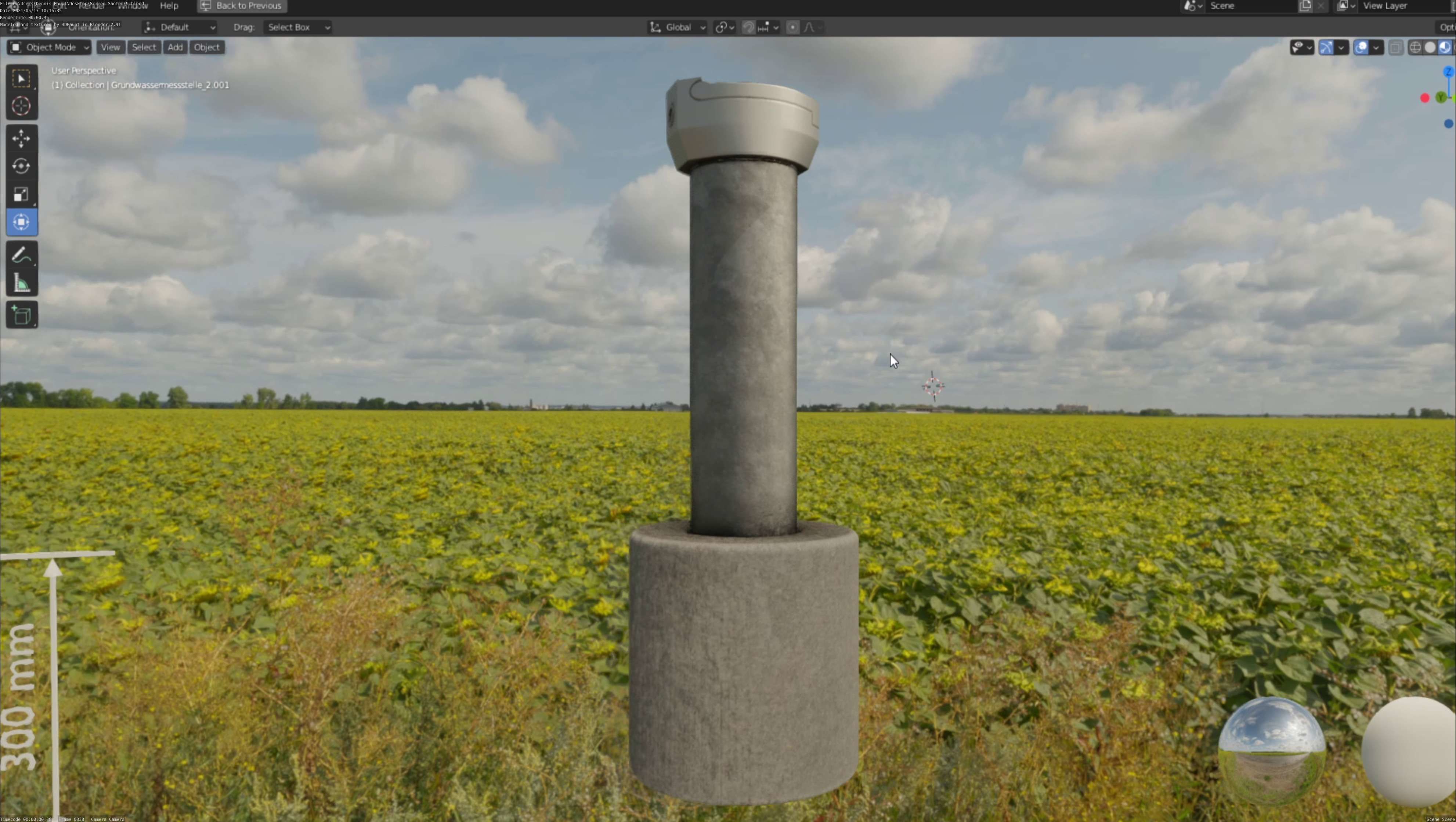 Groundwater monitoring well 2 version 2  Low-poly 3D model_127