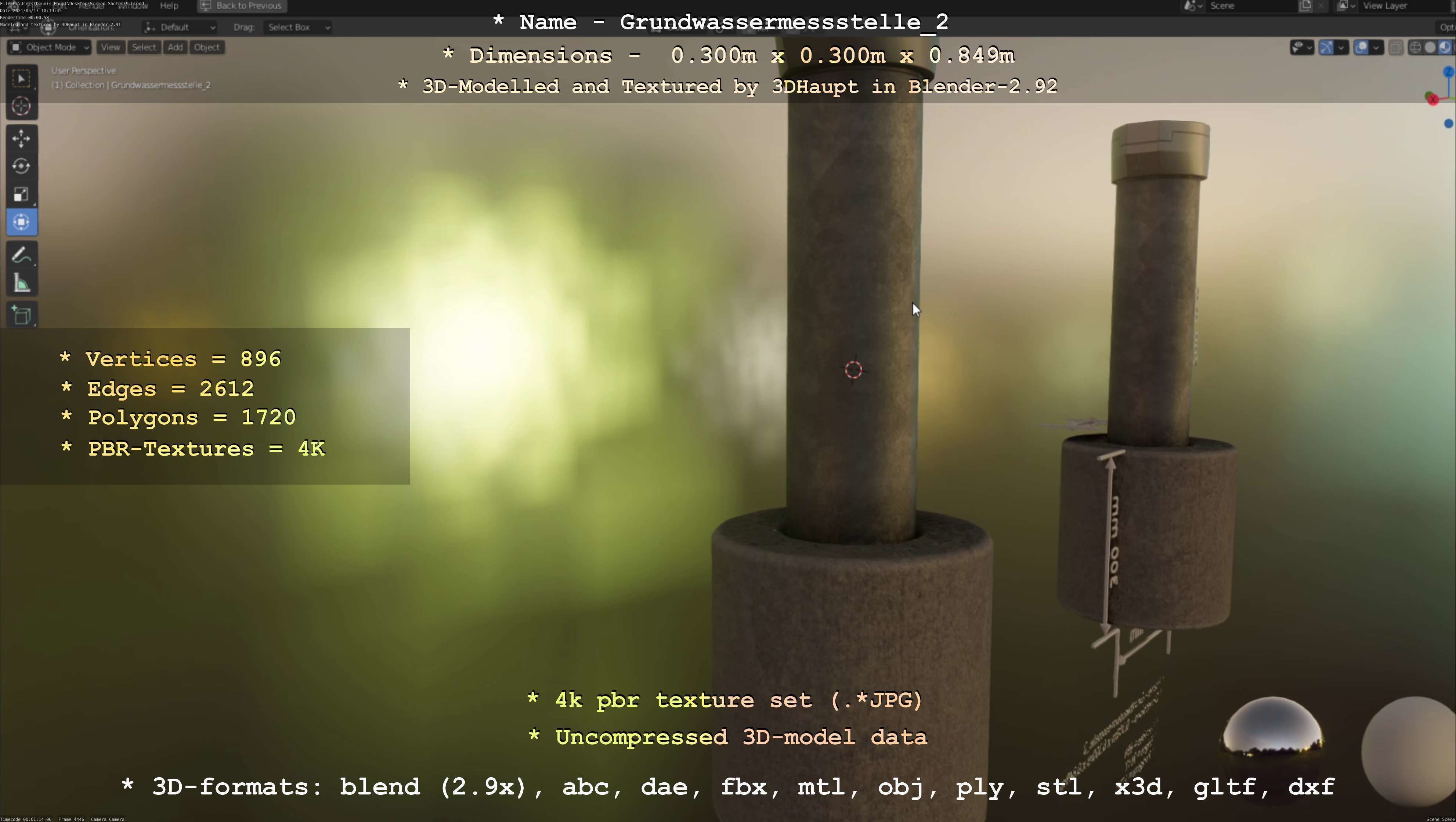 Groundwater monitoring well 2 version 2  Low-poly 3D model_120