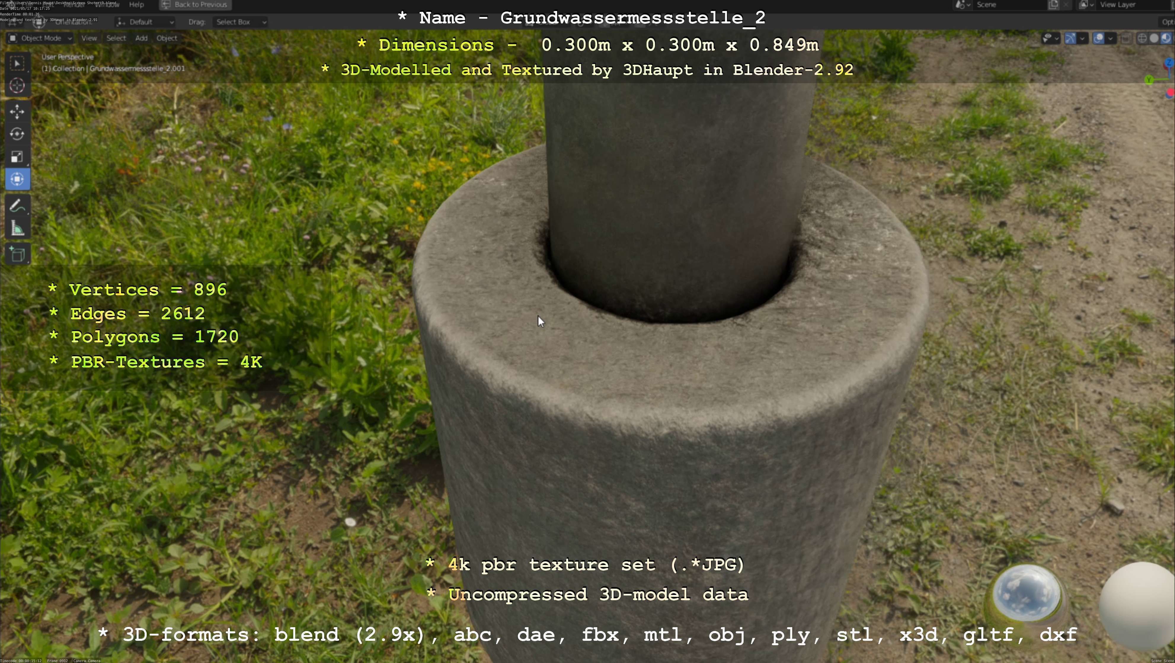 Groundwater monitoring well 2 version 2  Low-poly 3D model_86