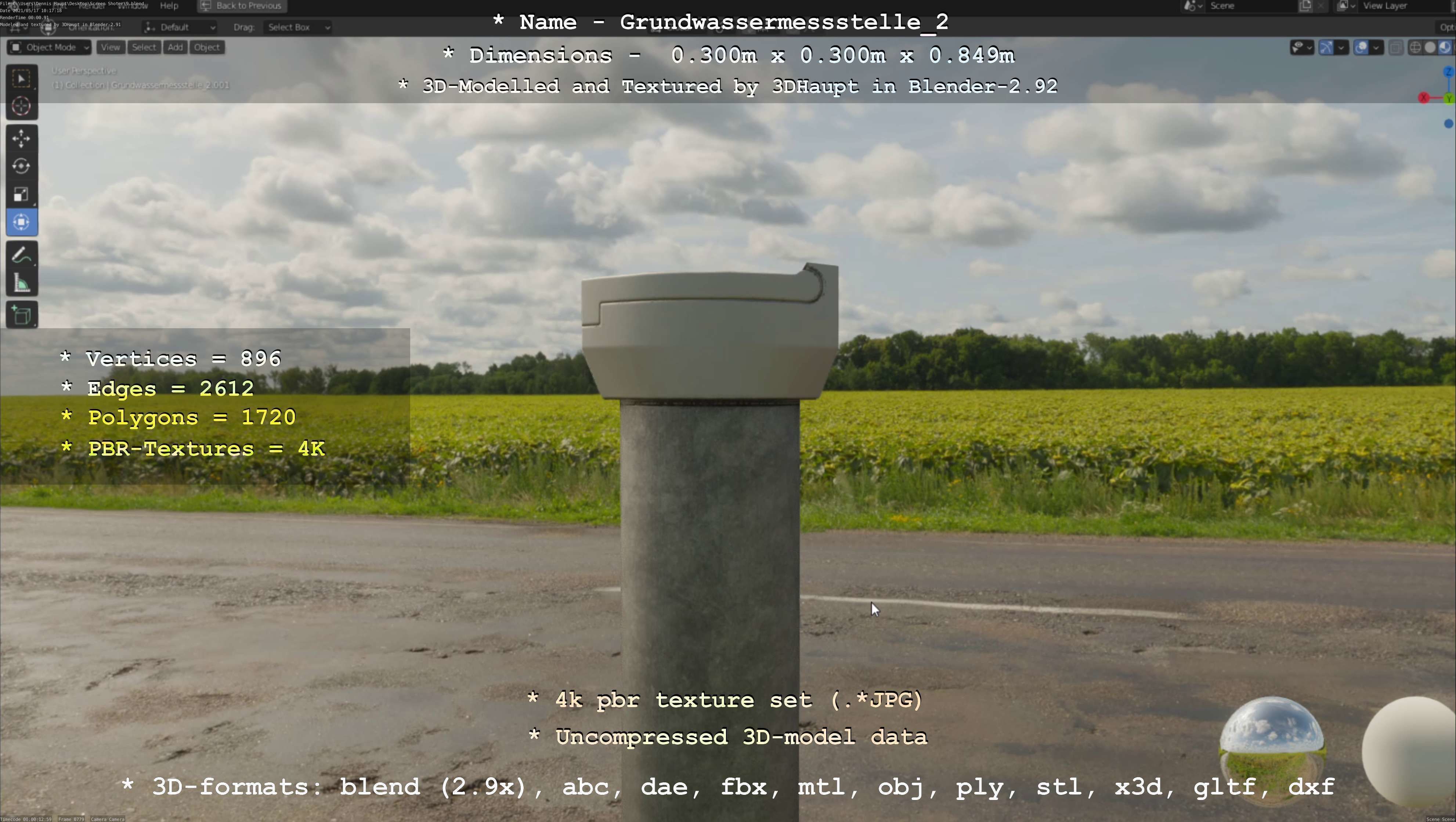 Groundwater monitoring well 2 version 2  Low-poly 3D model_76