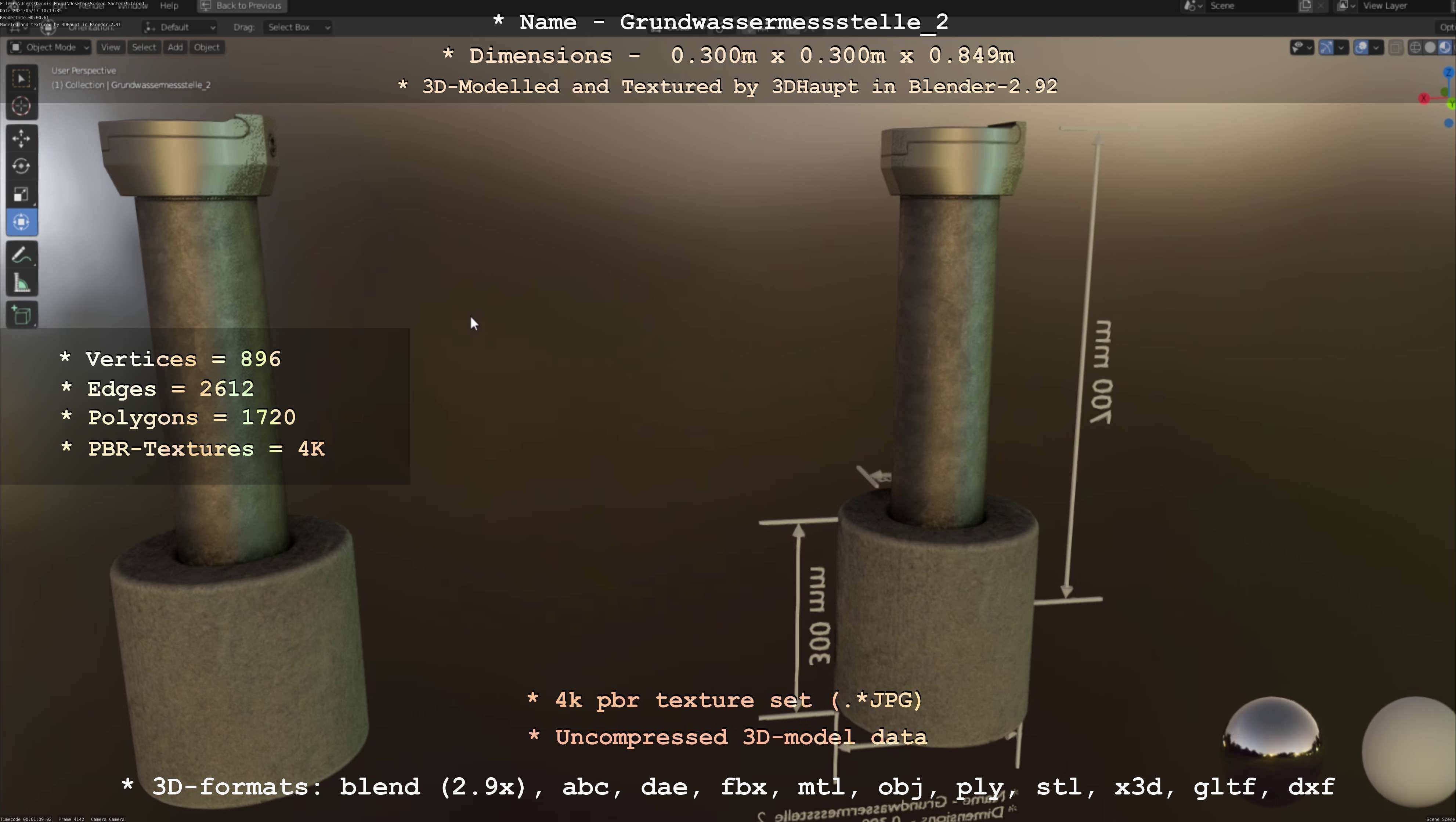 Groundwater monitoring well 2 version 2  Low-poly 3D model_106