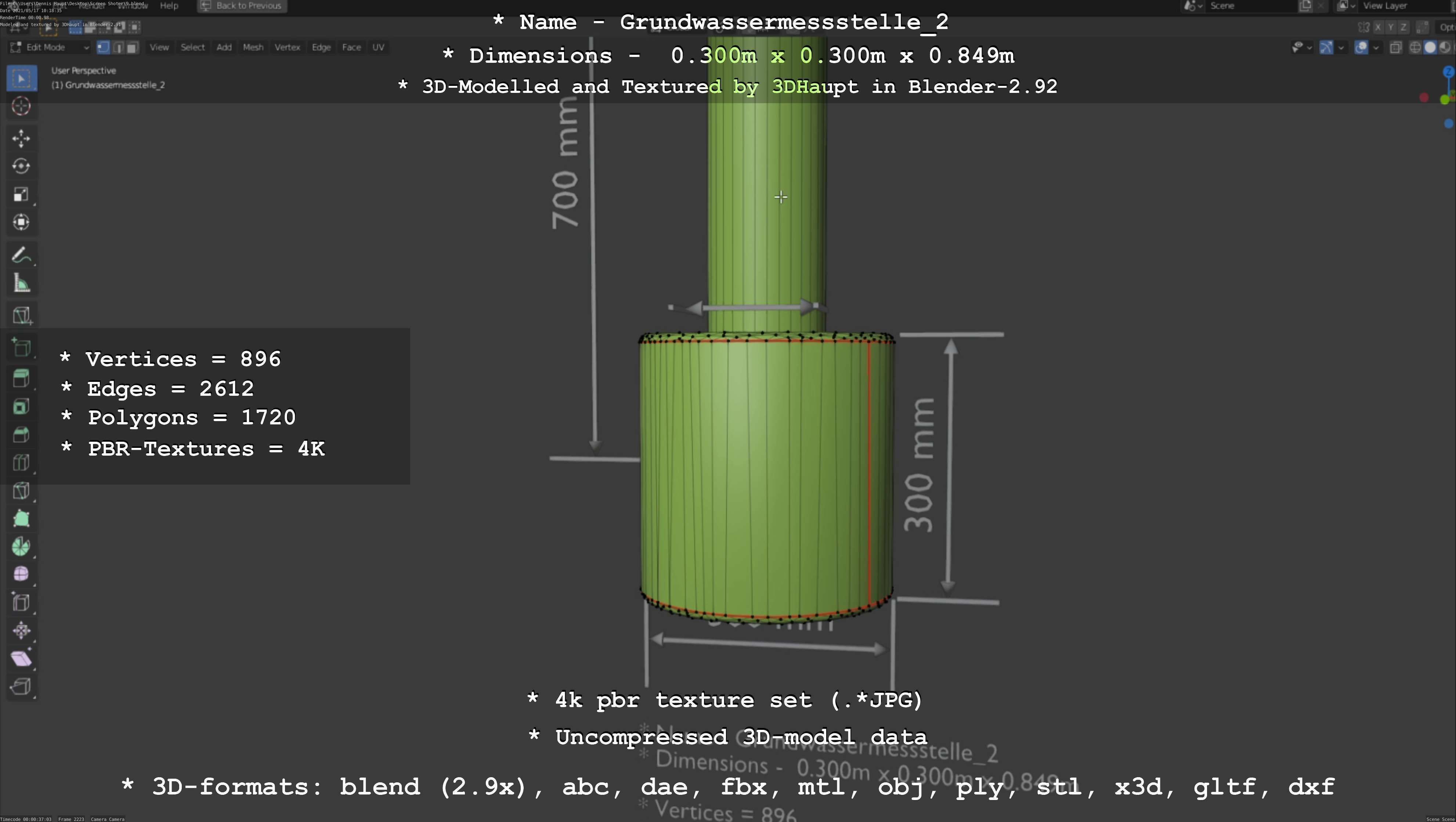 Groundwater monitoring well 2 version 2  Low-poly 3D model_67