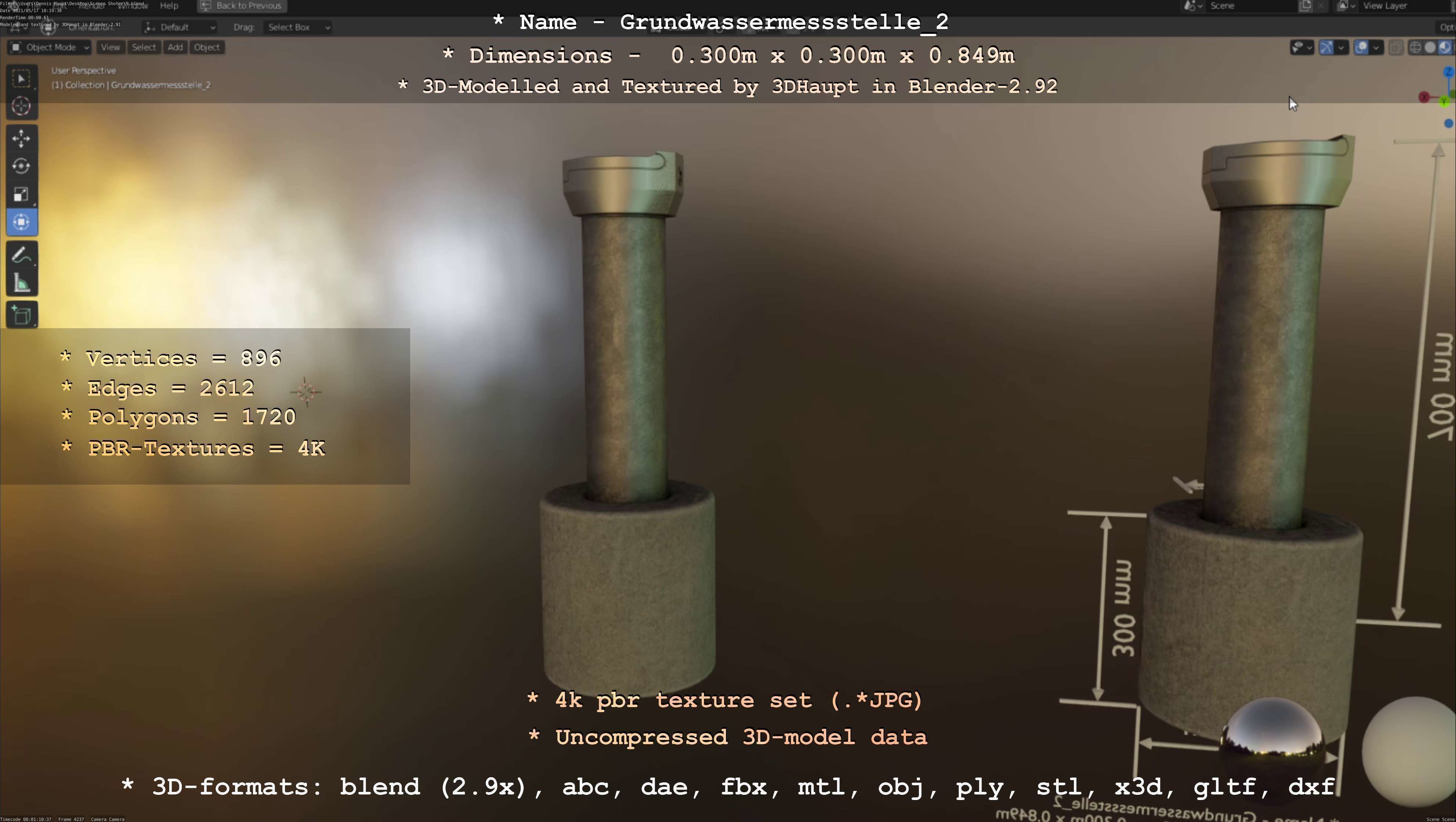 Groundwater monitoring well 2 version 2  Low-poly 3D model_111