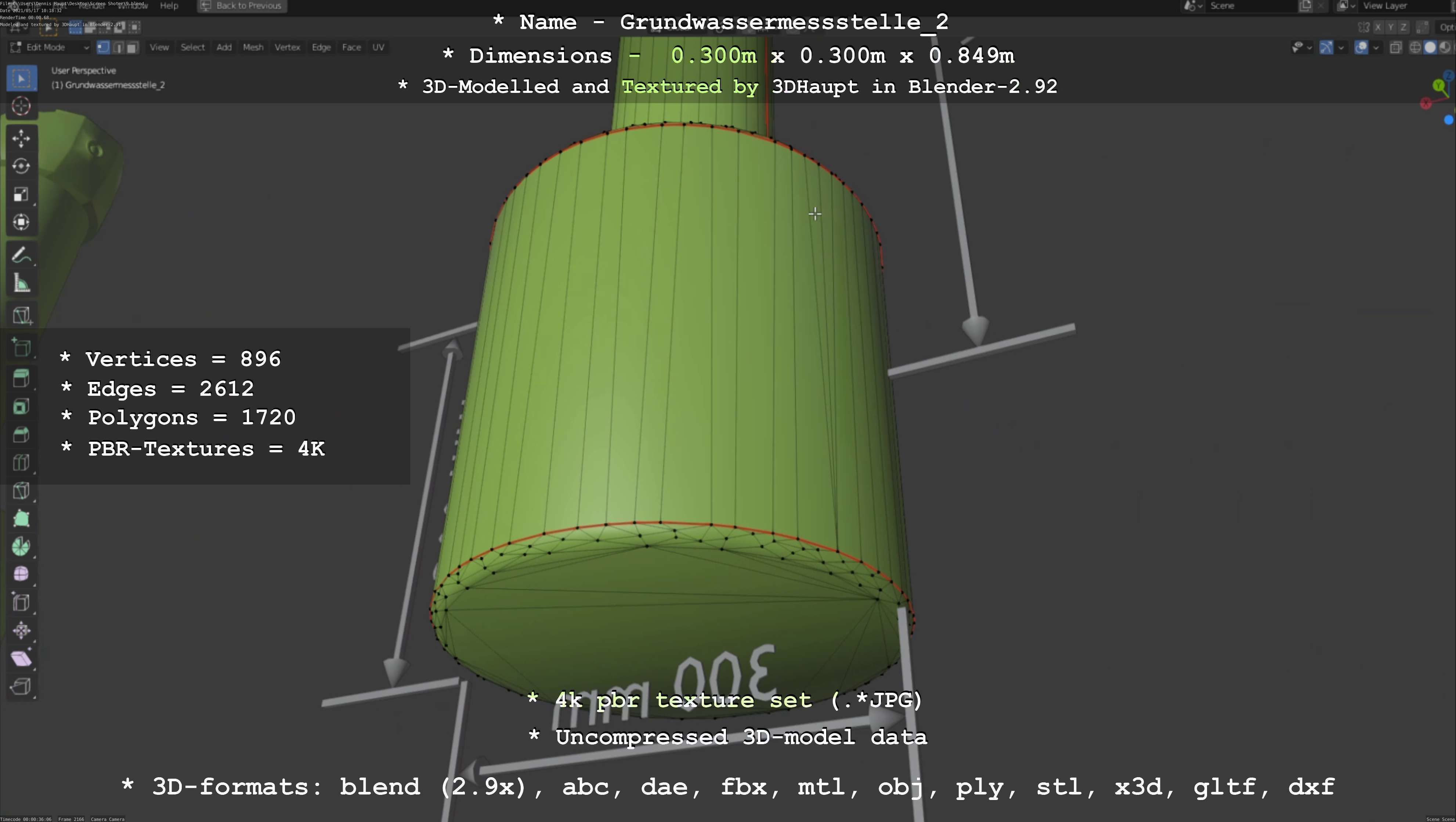 Groundwater monitoring well 2 version 2  Low-poly 3D model_60