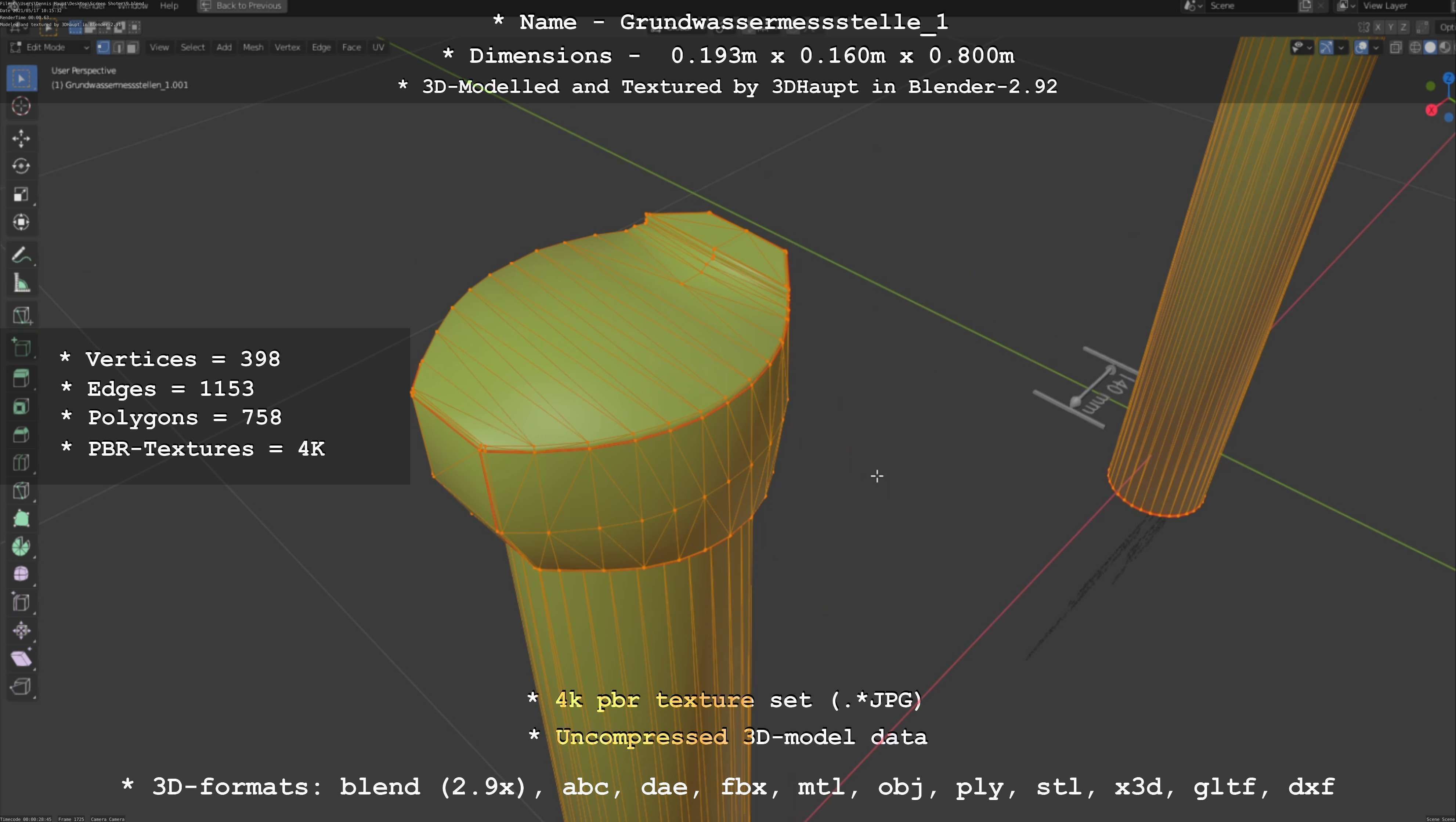Groundwater monitoring well 1 version 2  Low-poly 3D model_92