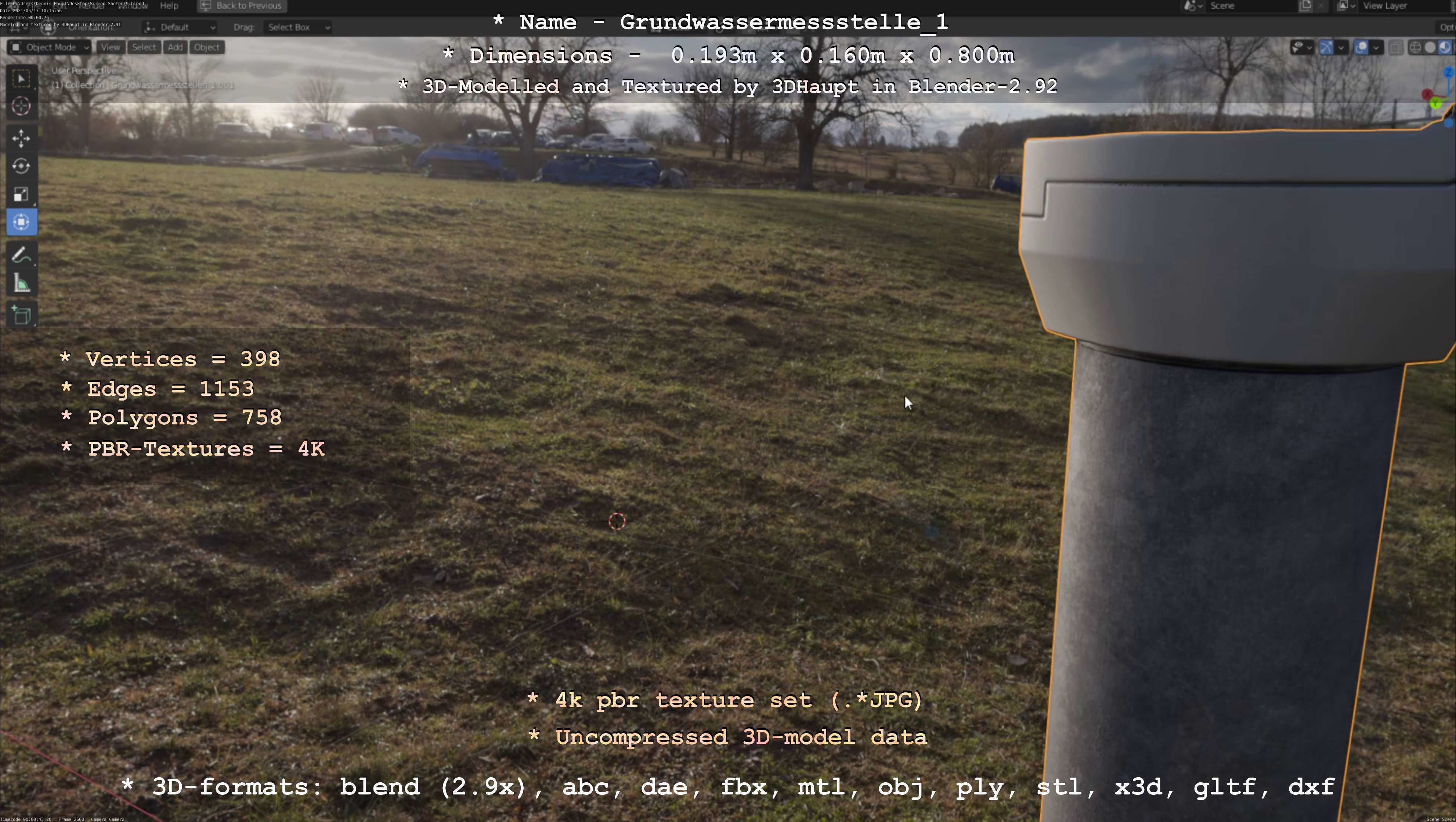 Groundwater monitoring well 1 version 2  Low-poly 3D model_106