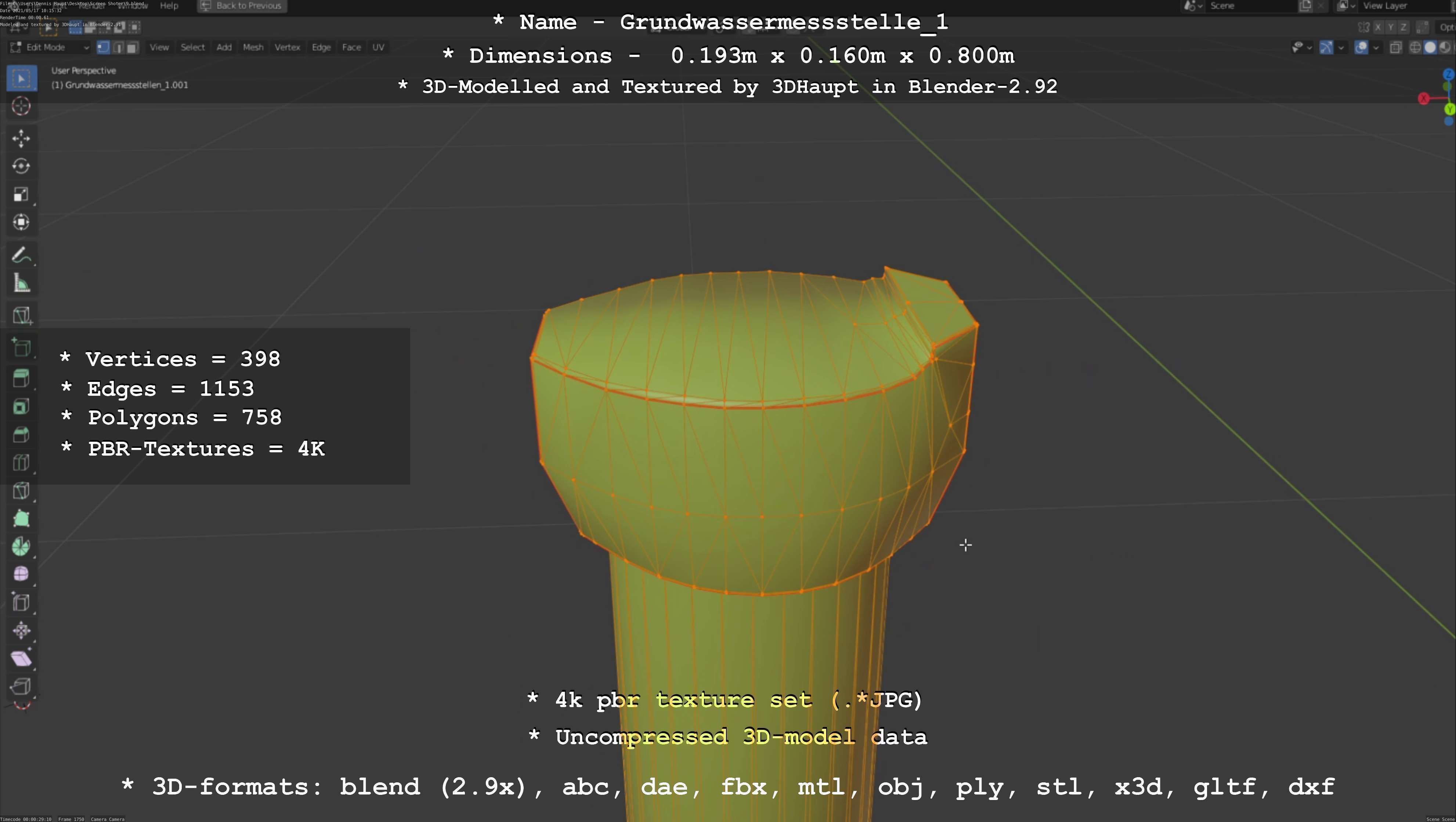 Groundwater monitoring well 1 version 2  Low-poly 3D model_93
