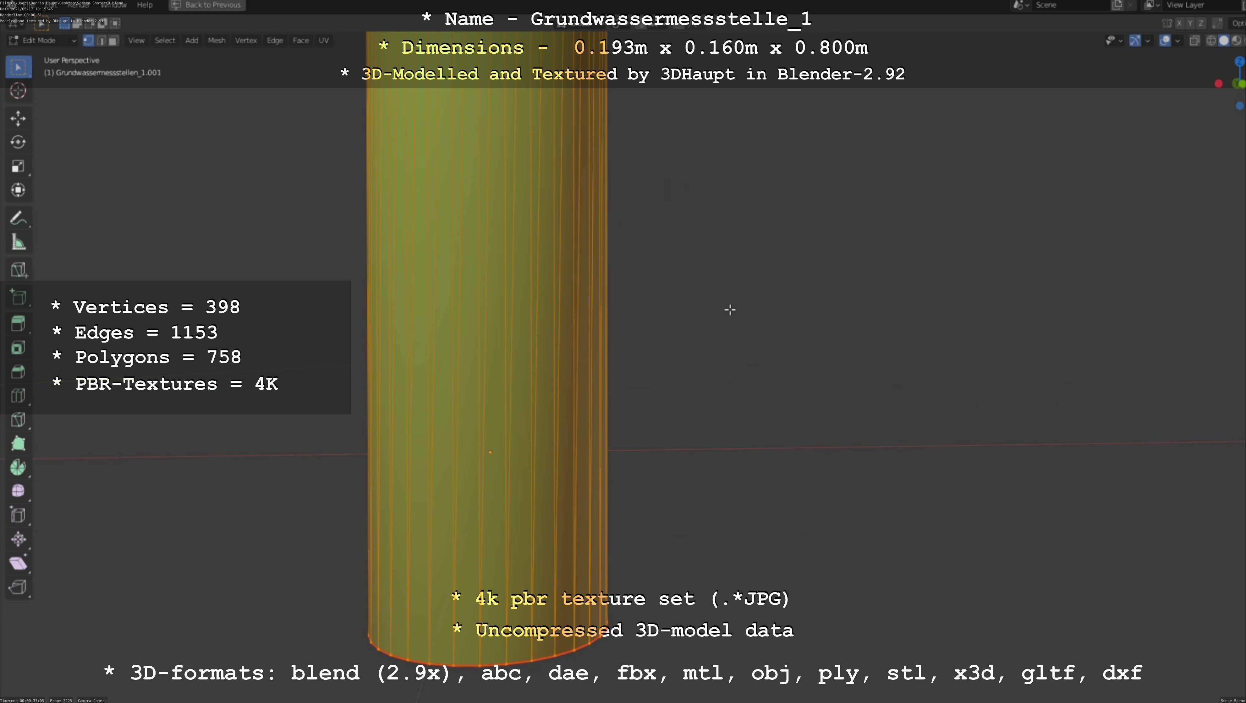 Groundwater monitoring well 1 version 2  Low-poly 3D model_102