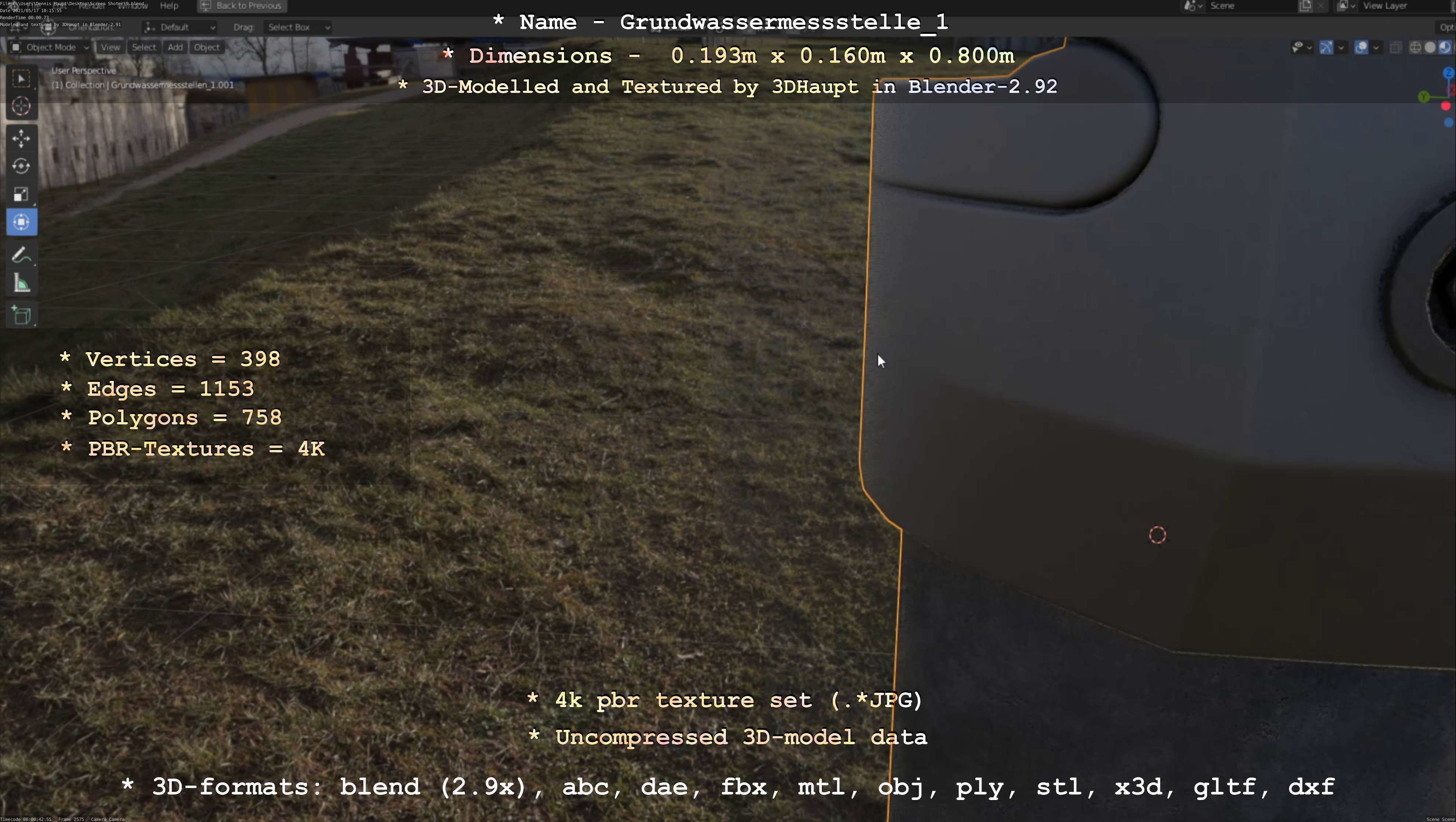 Groundwater monitoring well 1 version 2  Low-poly 3D model_105