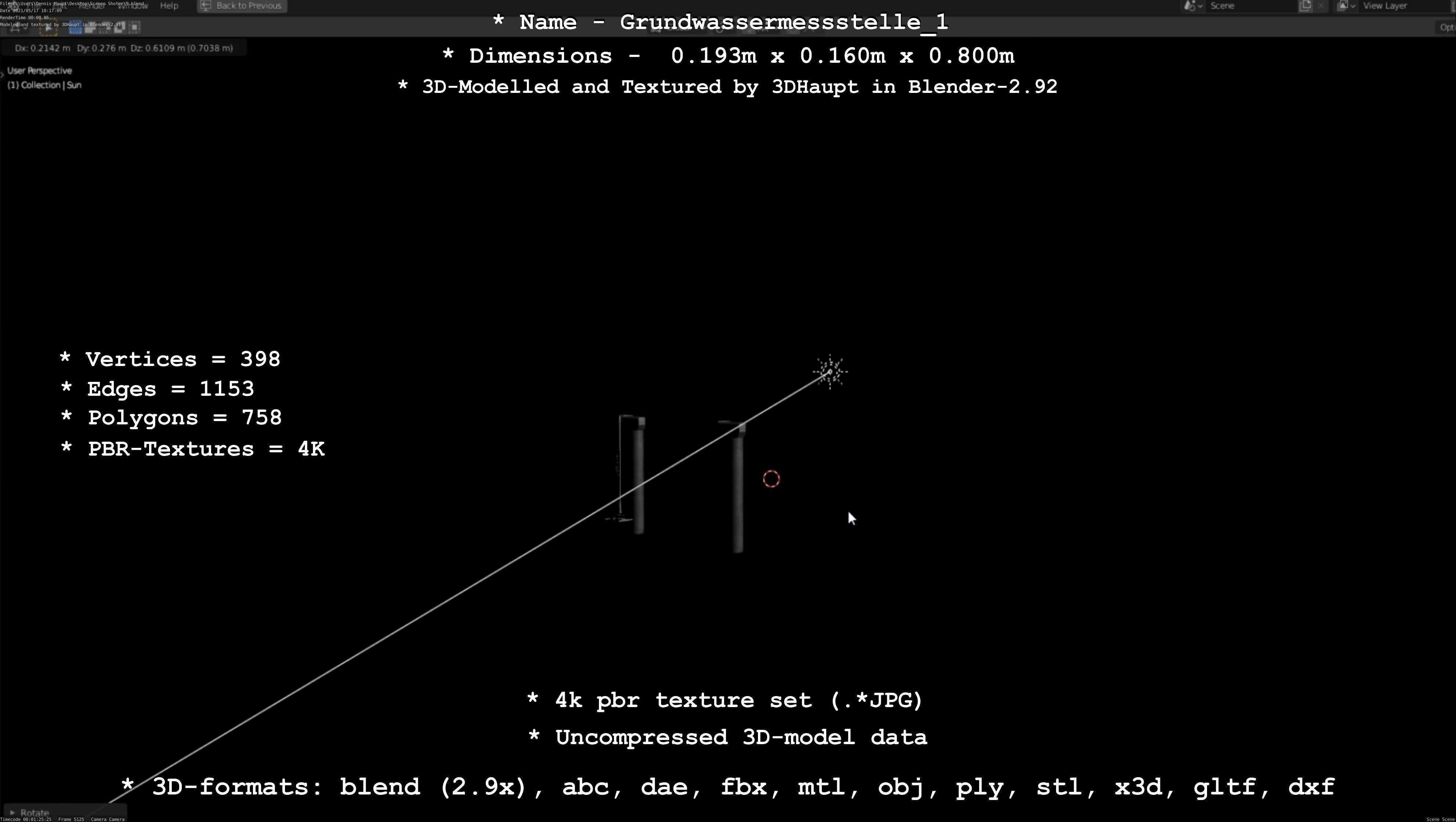 Groundwater monitoring well 1 version 2  Low-poly 3D model_40
