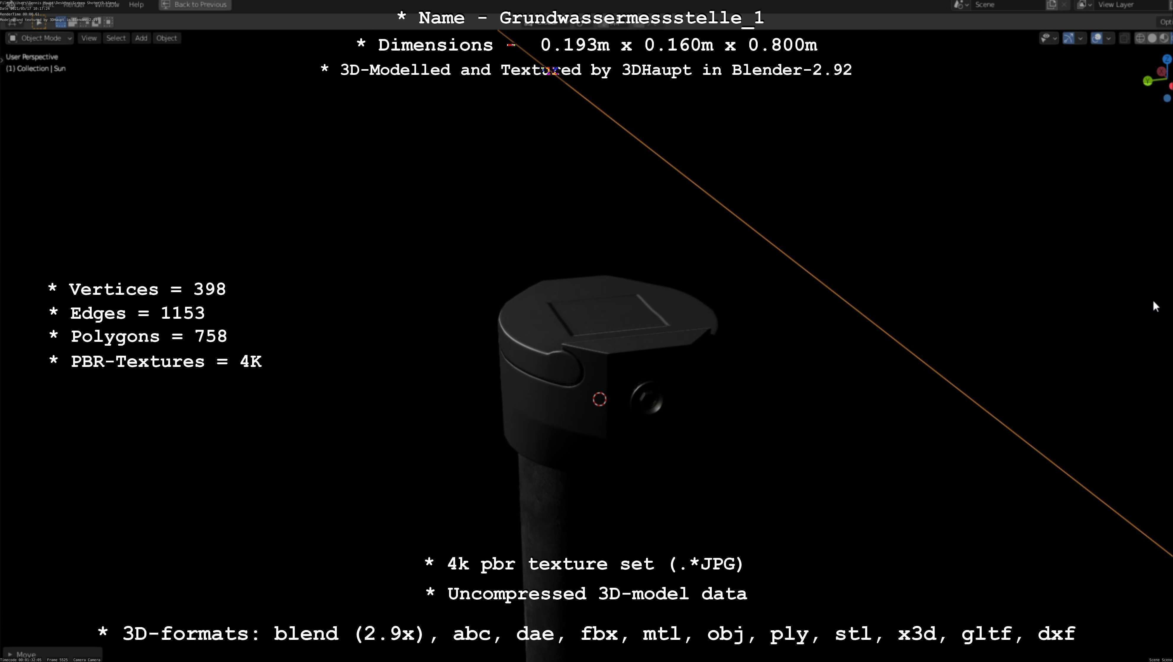 Groundwater monitoring well 1 version 2  Low-poly 3D model_46