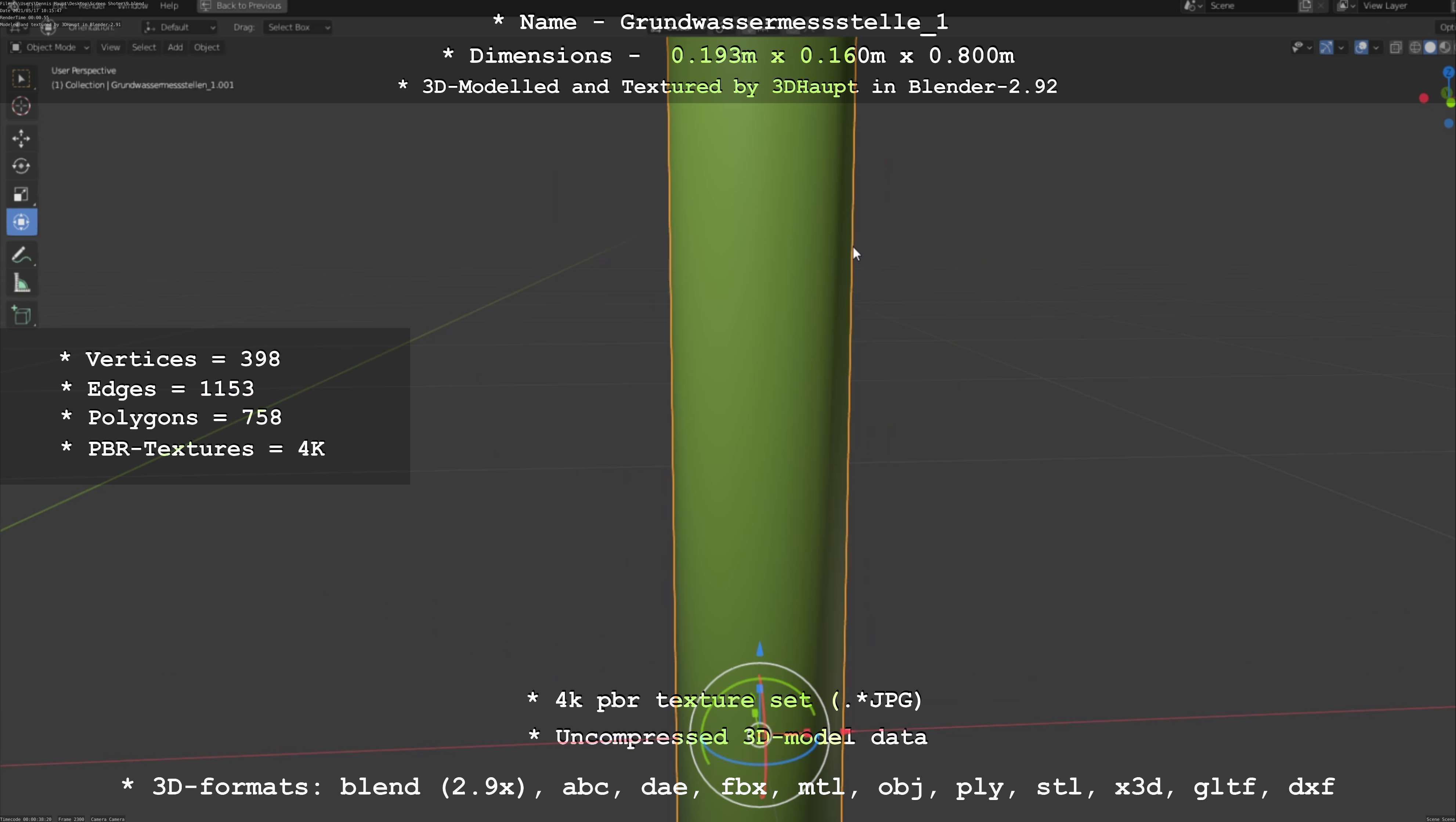 Groundwater monitoring well 1 version 2  Low-poly 3D model_104