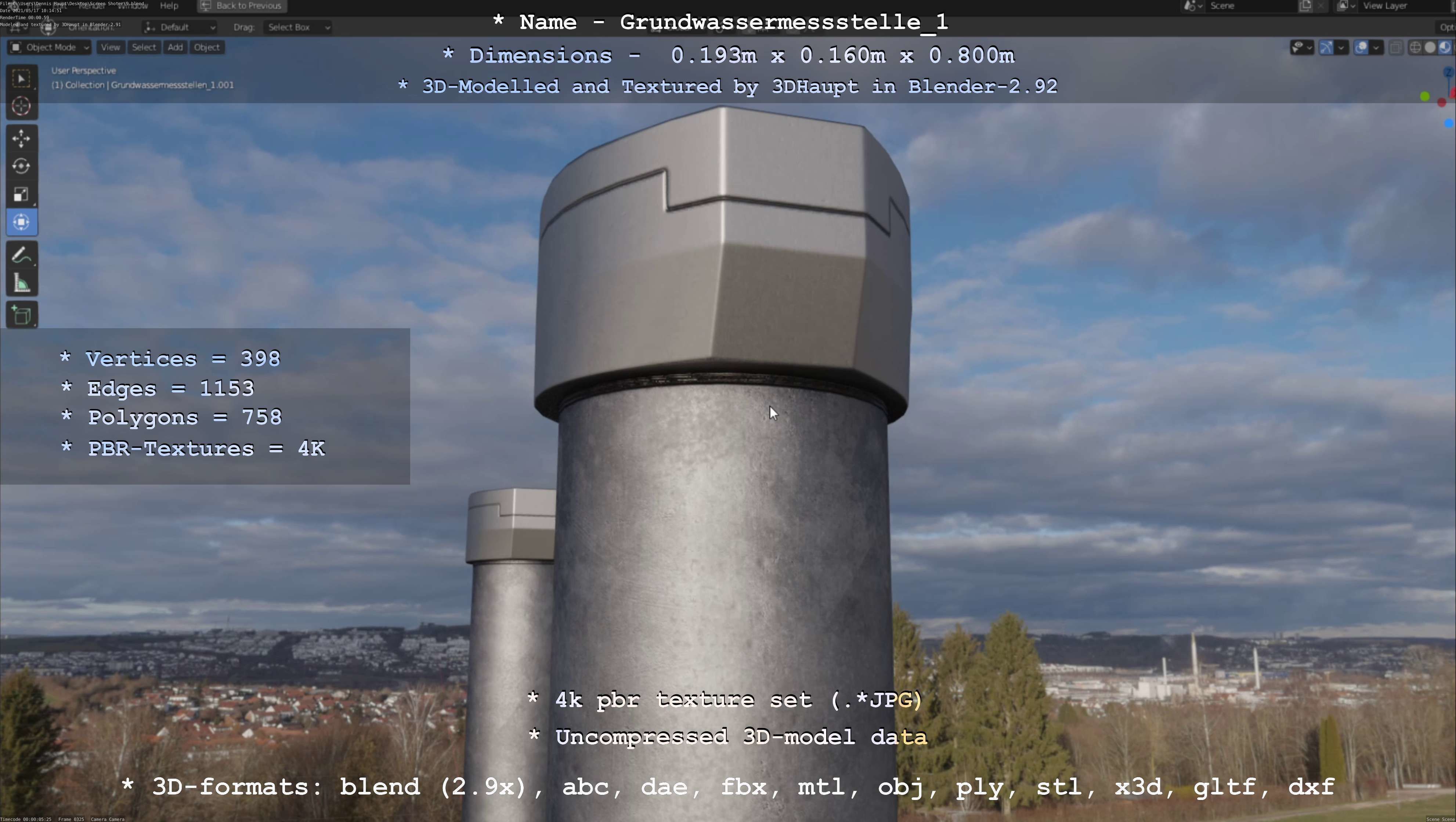 Groundwater monitoring well 1 version 2  Low-poly 3D model_5