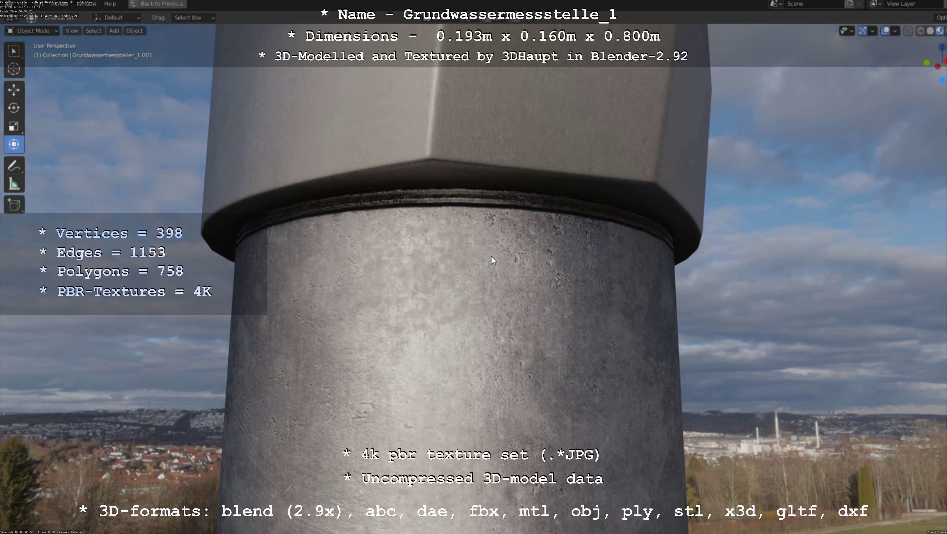 Groundwater monitoring well 1 version 2  Low-poly 3D model_6