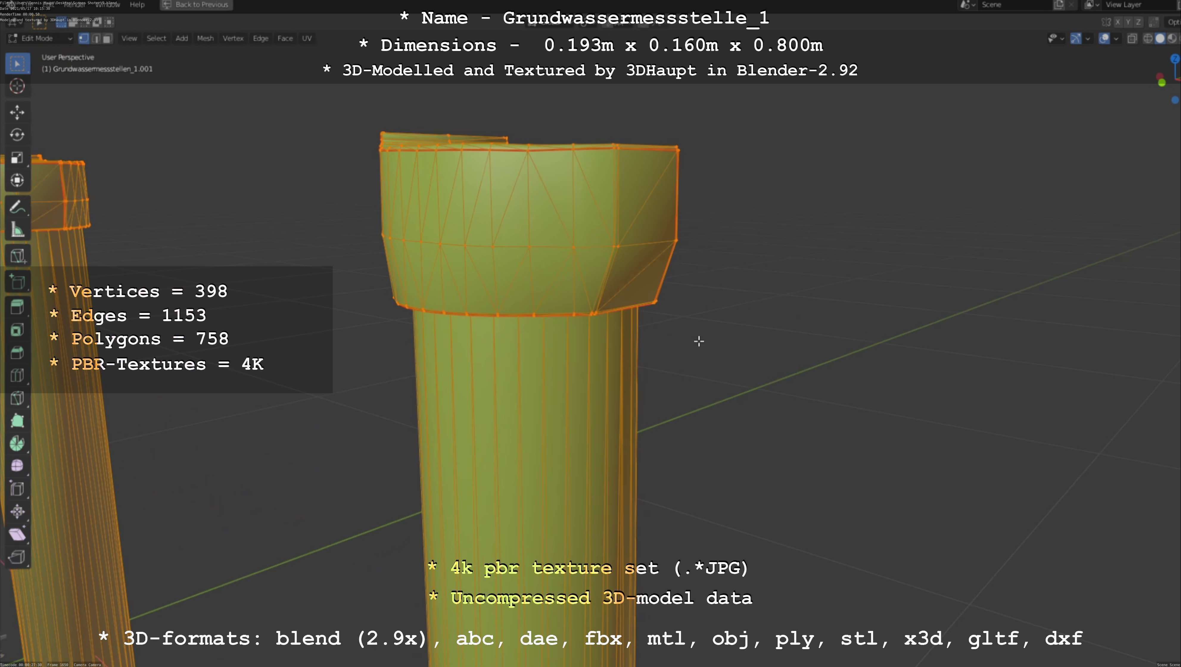 Groundwater monitoring well 1 version 2  Low-poly 3D model_90