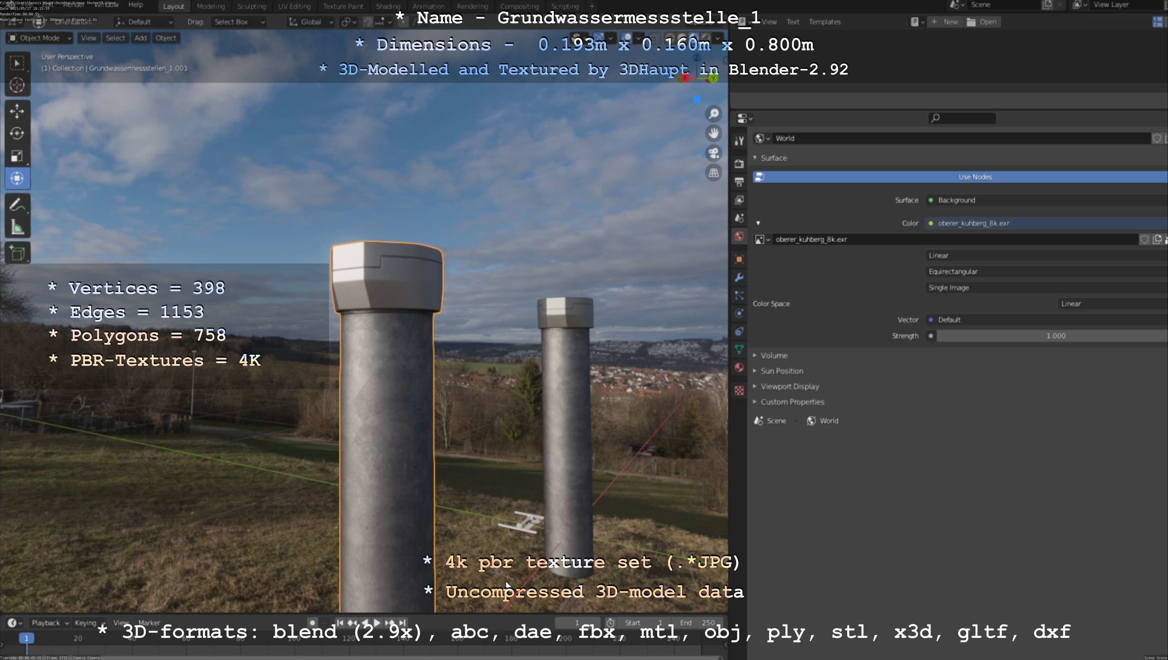 Groundwater monitoring well 1 version 2  Low-poly 3D model_112