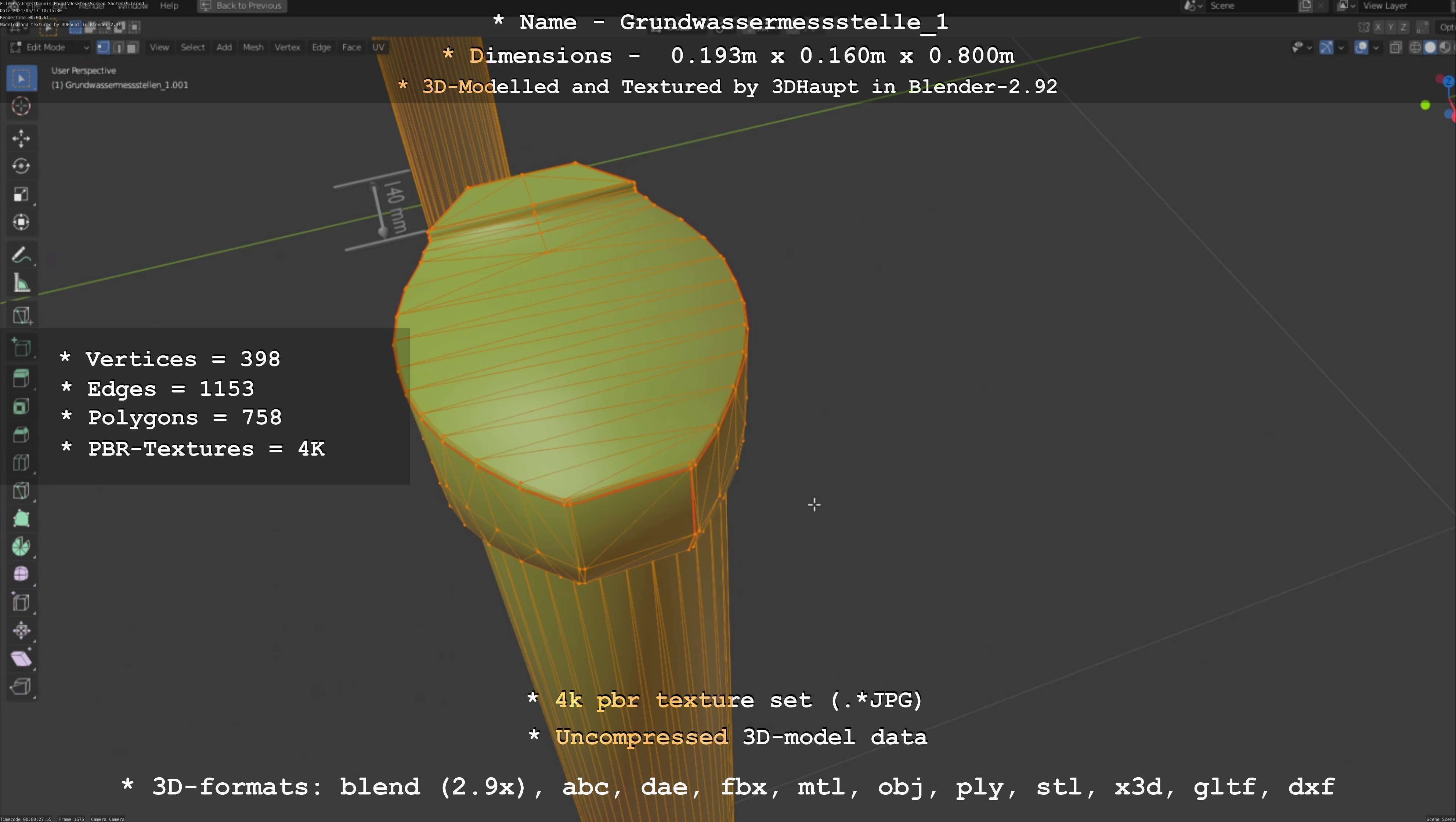 Groundwater monitoring well 1 version 2  Low-poly 3D model_91