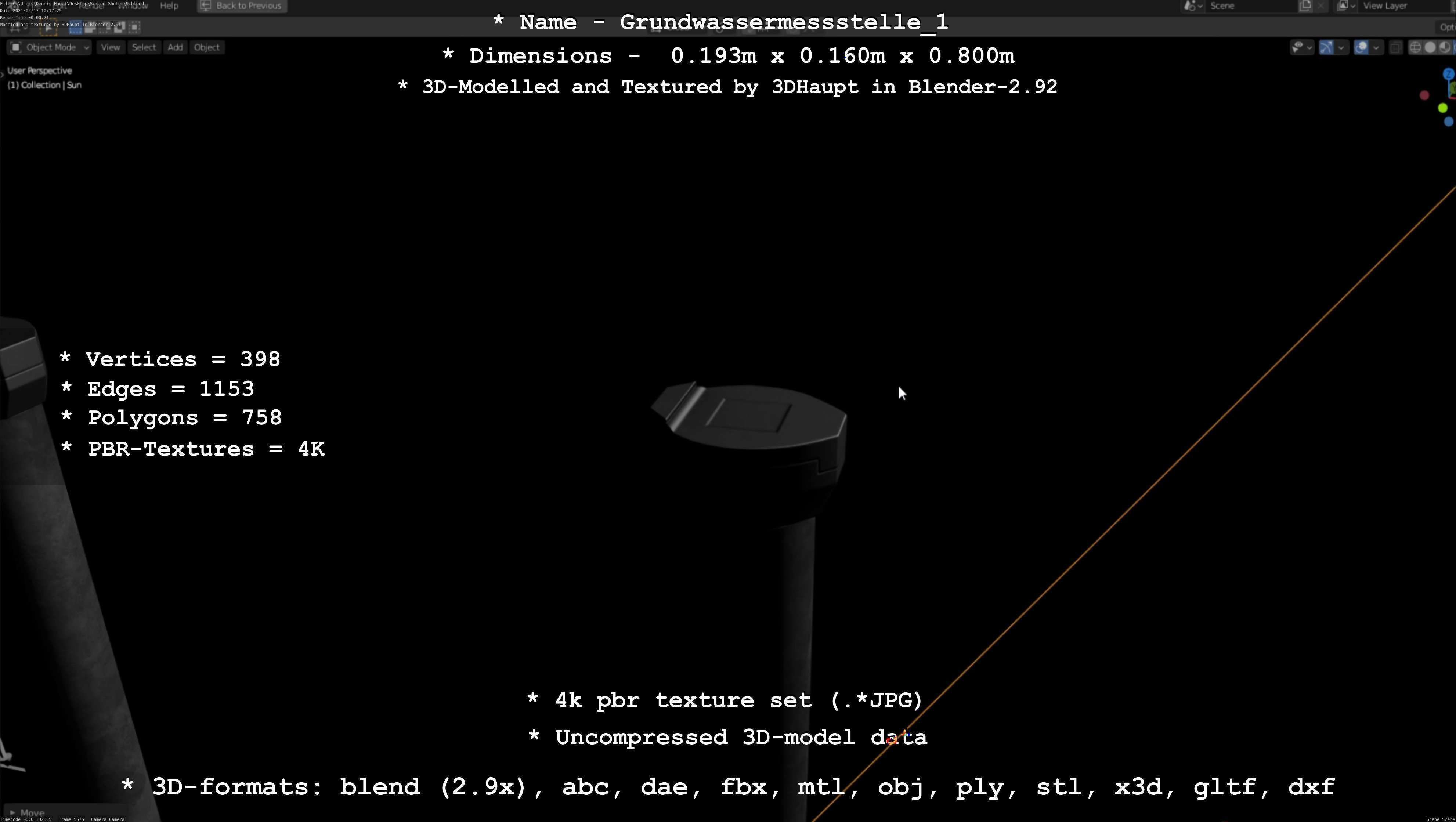 Groundwater monitoring well 1 version 2  Low-poly 3D model_48