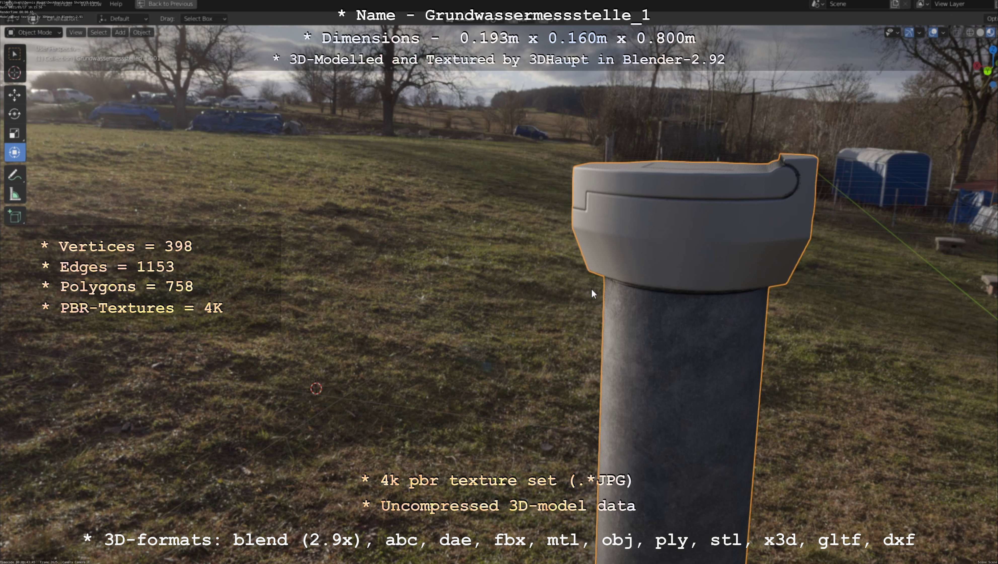 Groundwater monitoring well 1 version 2  Low-poly 3D model_107