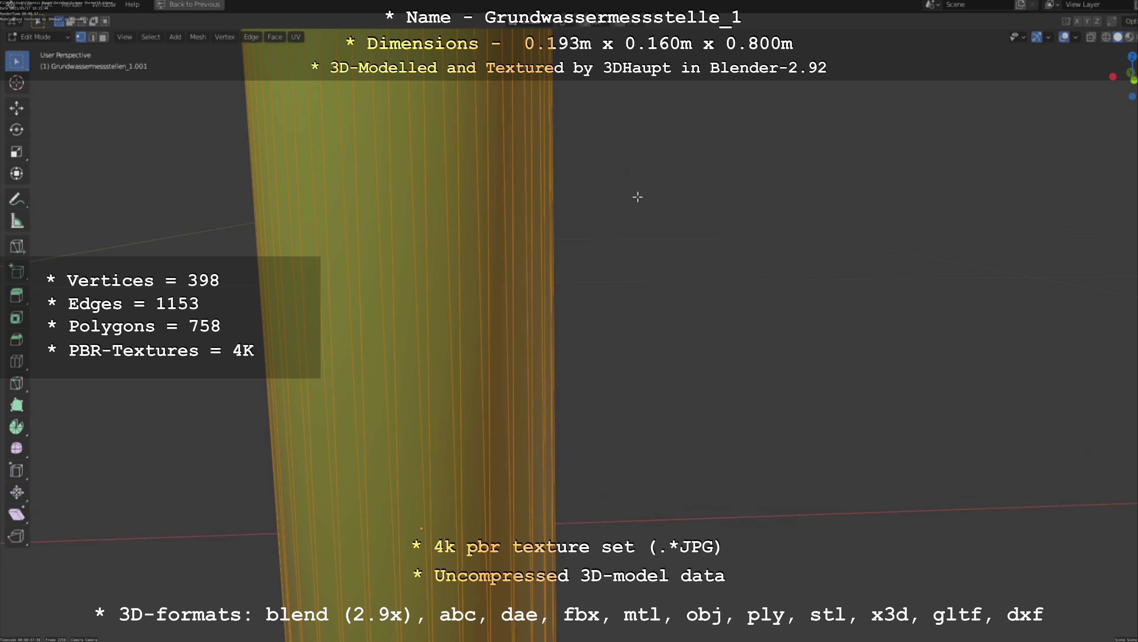 Groundwater monitoring well 1 version 2  Low-poly 3D model_103